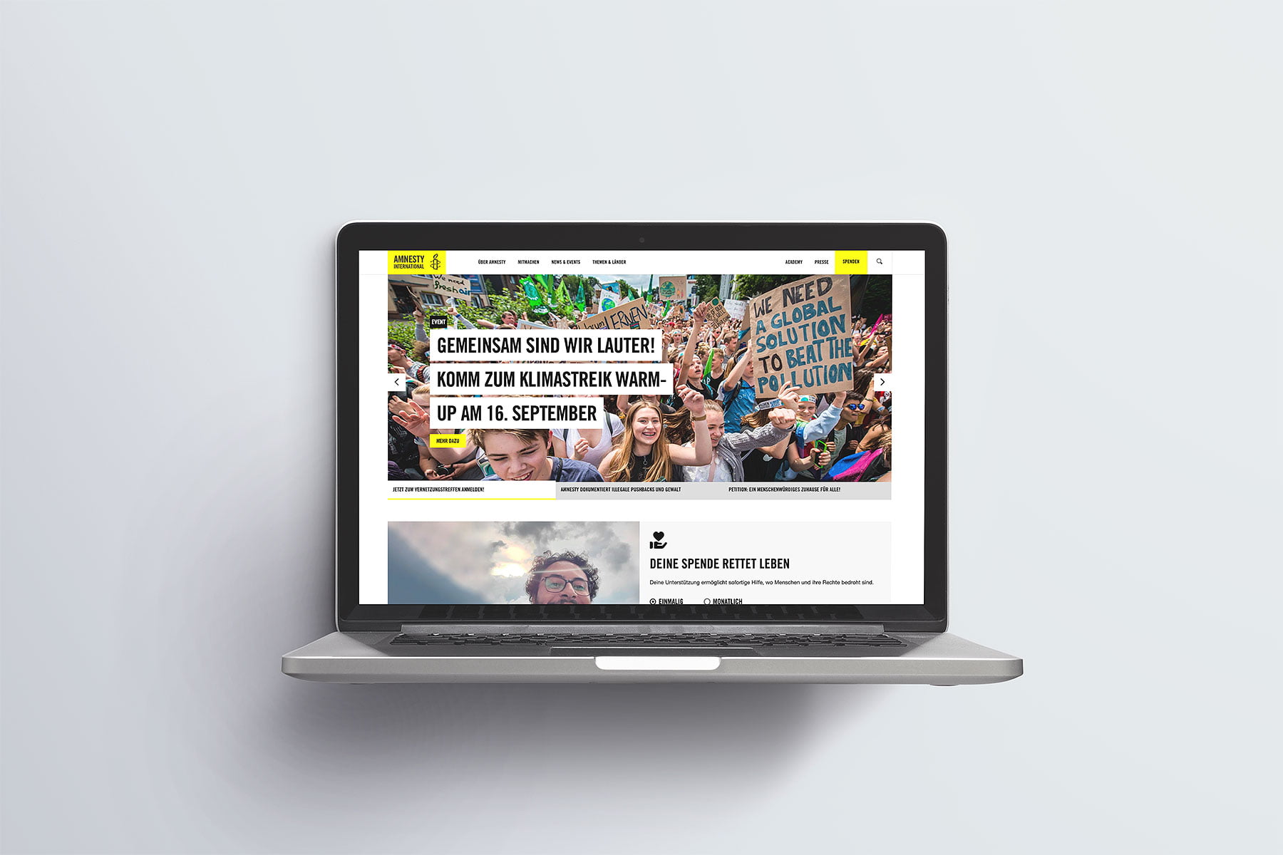 Desktopansicht Startseite auf einem Laptop