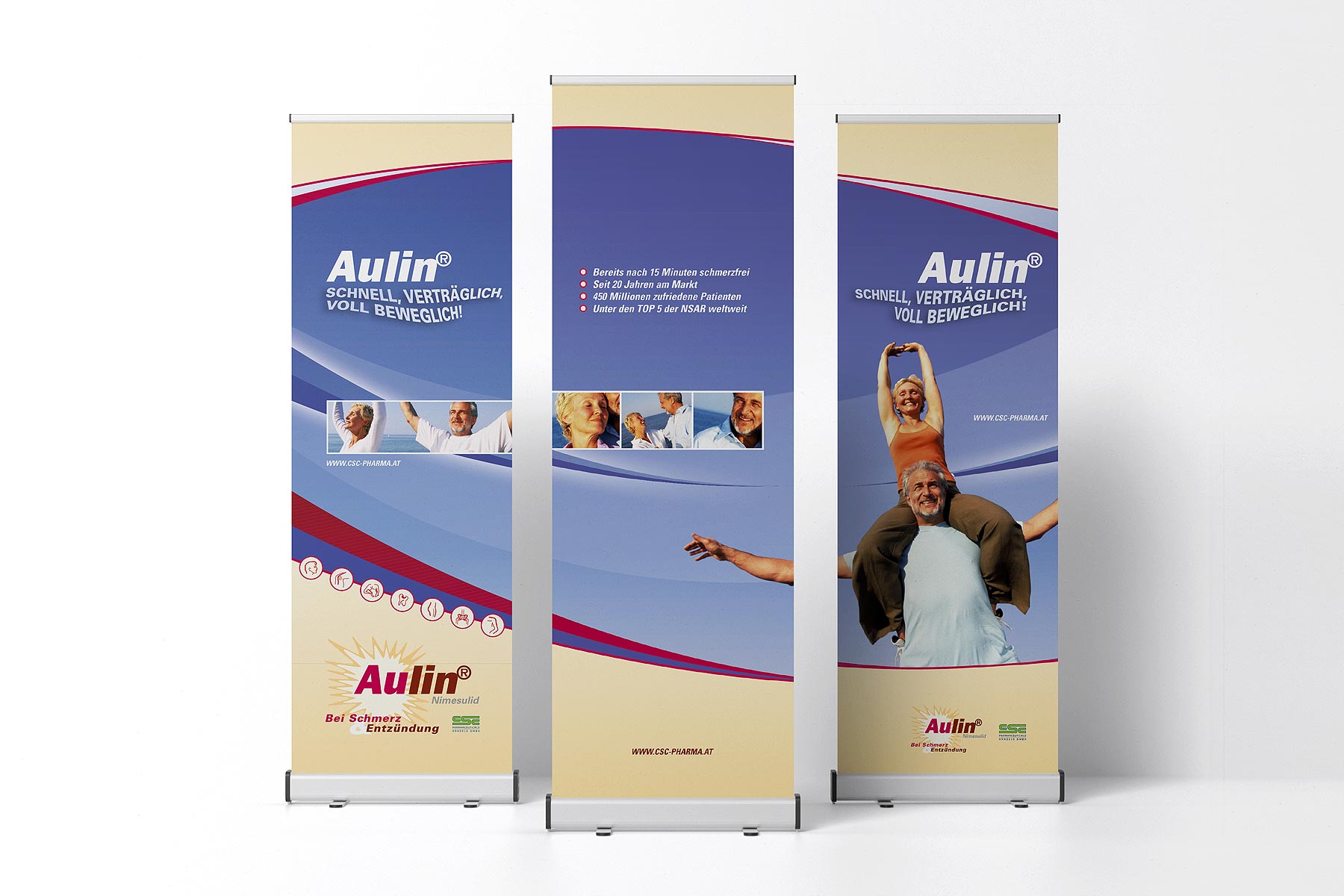 Ansicht aller 3 produzierten Roll-Ups