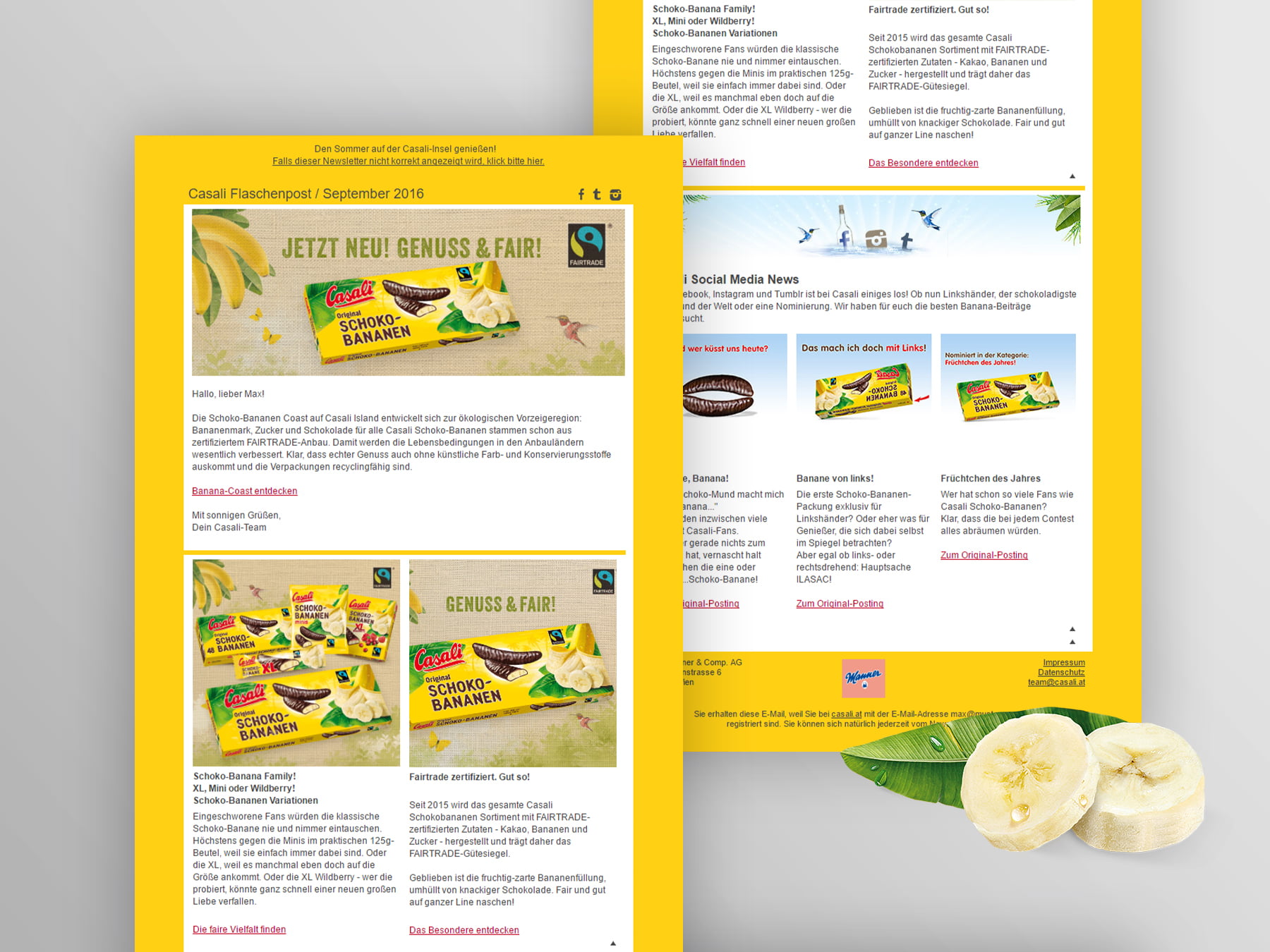 Screenshot eines Casali Newsletters