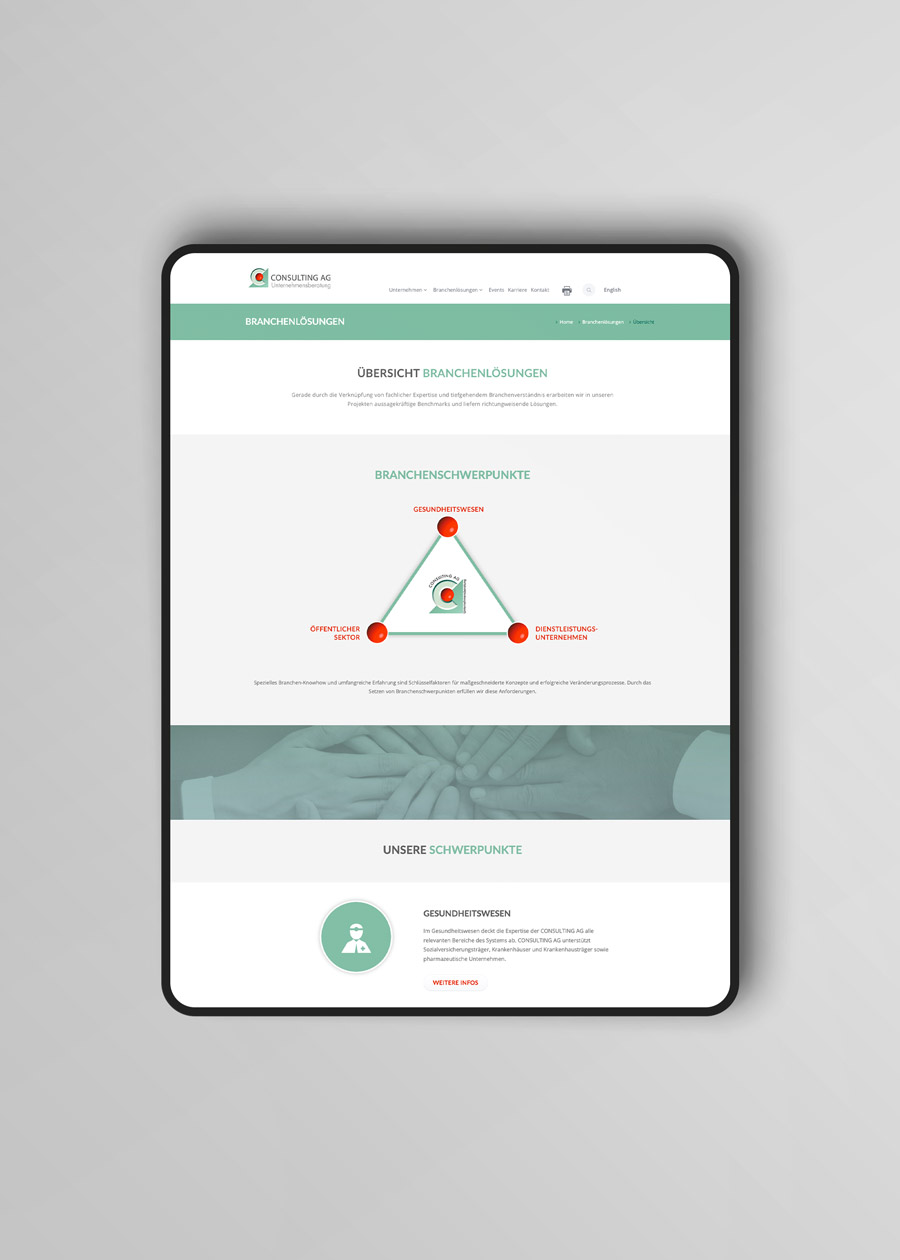 iPad Pro Ansicht der Innenseite Branchenlösungen consulting-ag.com