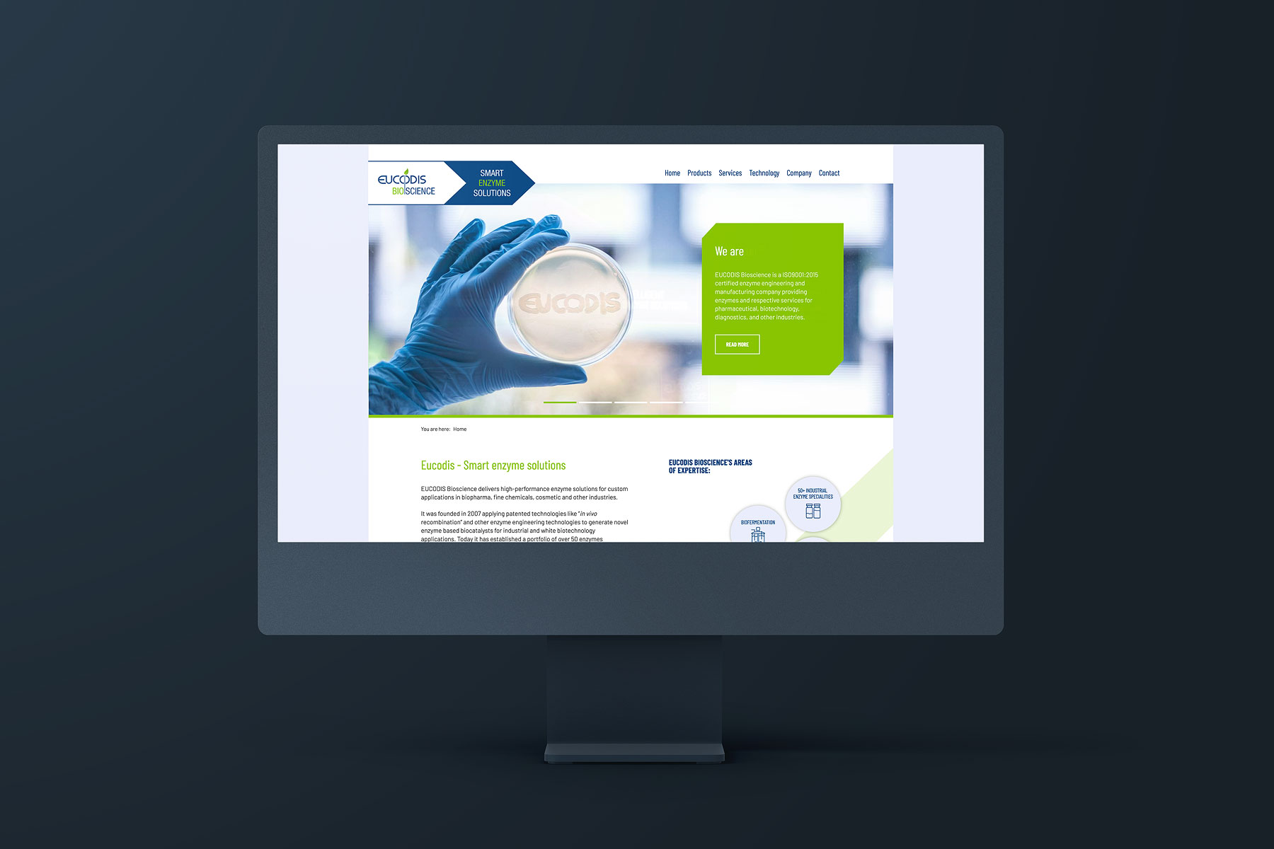 Desktop Ansicht Startseite (umgesetzt mit TYPO3)