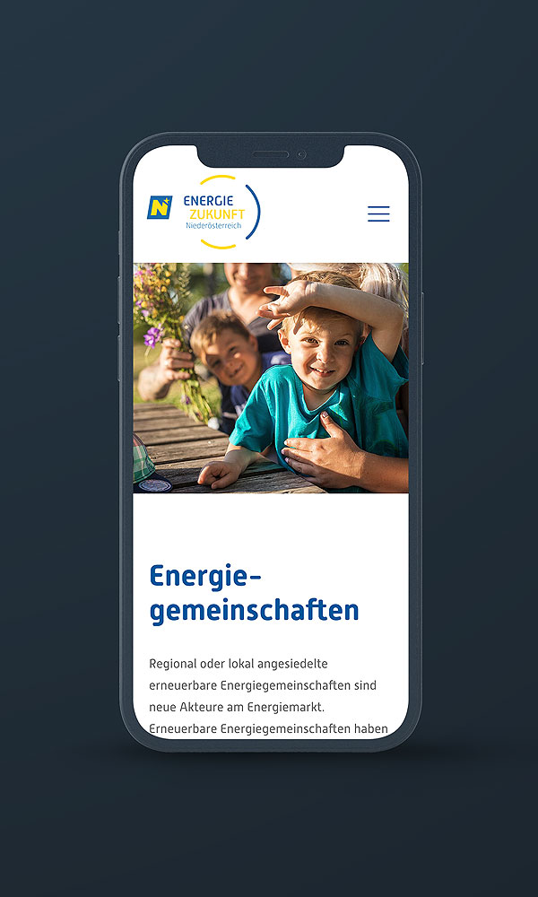 Smartphone Ansicht Bereich Energiegemeinschaften