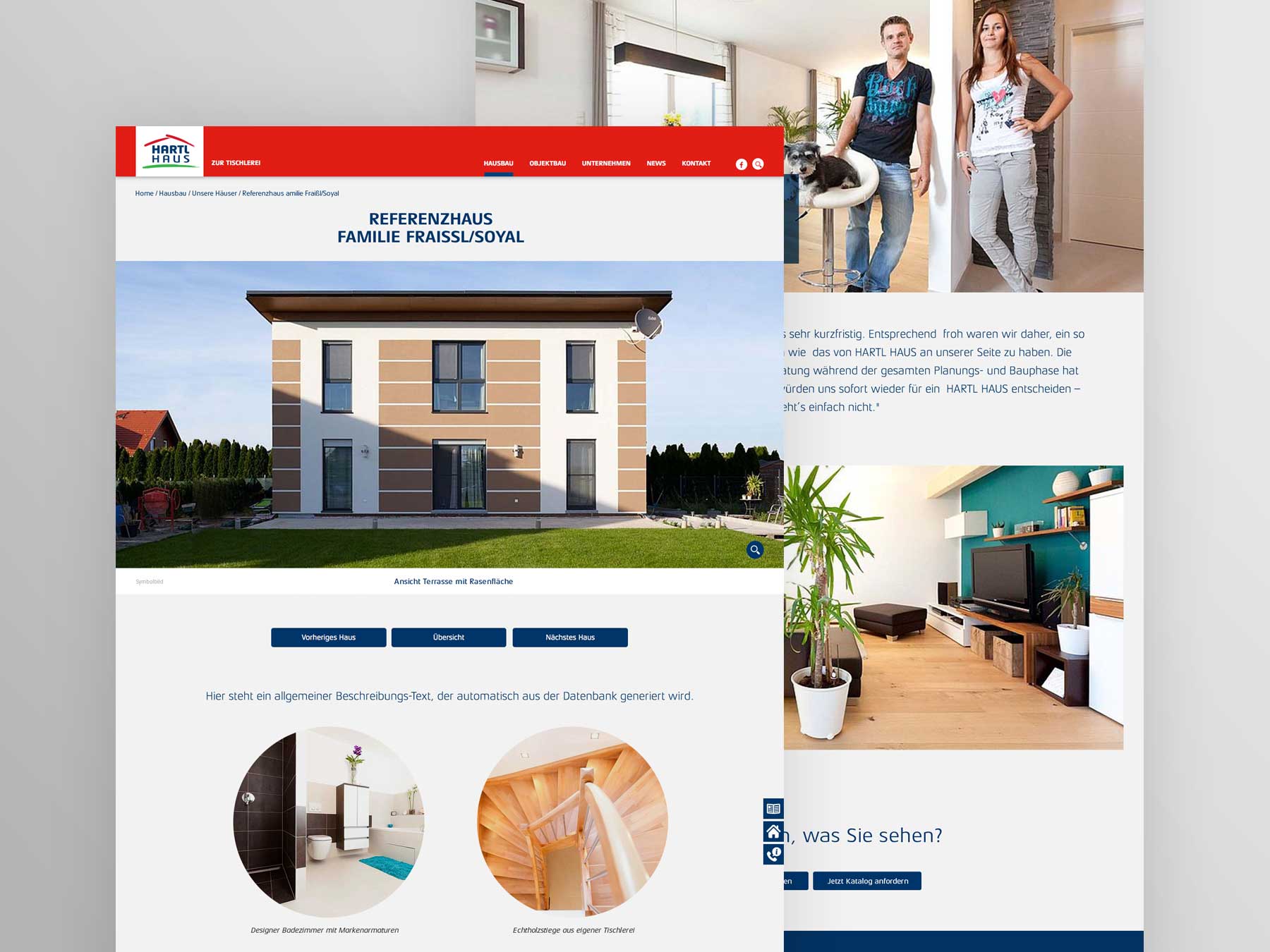 Screenshots Detailseite Referenzhaus hartlhaus.at