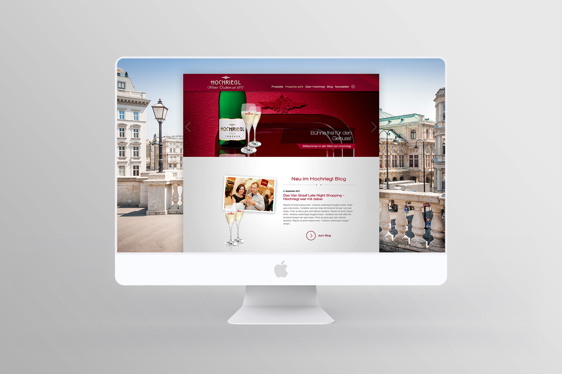 Desktopanansicht Startseite auf einem iMac
