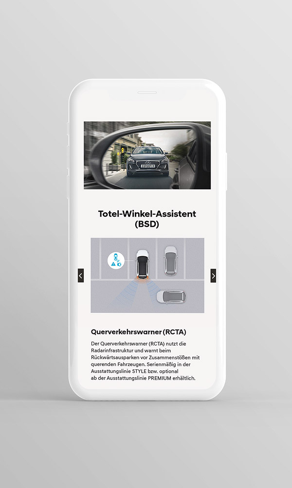 Smartphone Ansicht Detailseite Auto Hyundai Website Pitch 2017