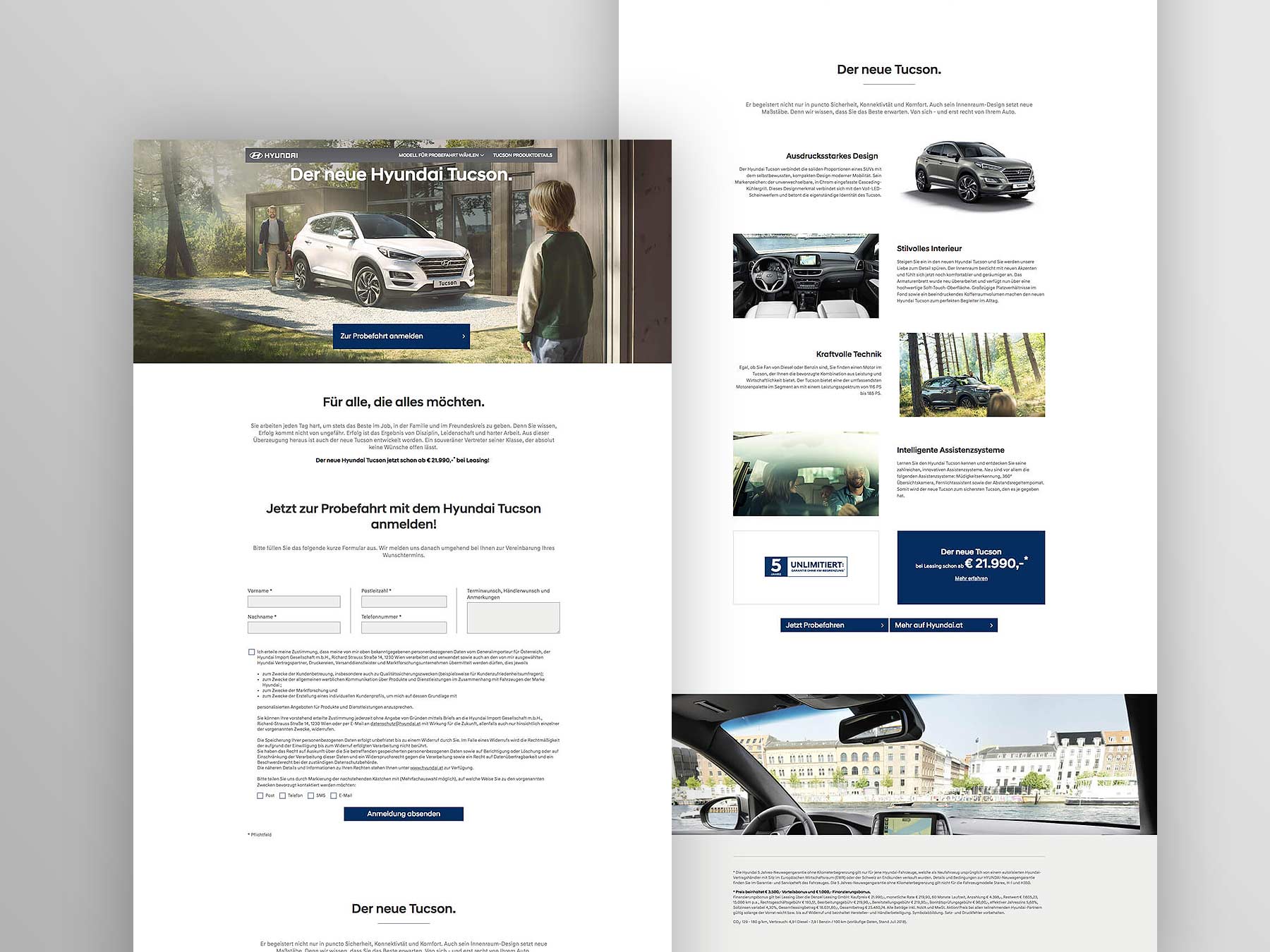 Screenshots Landingpage Hyundai Tucson (2018)