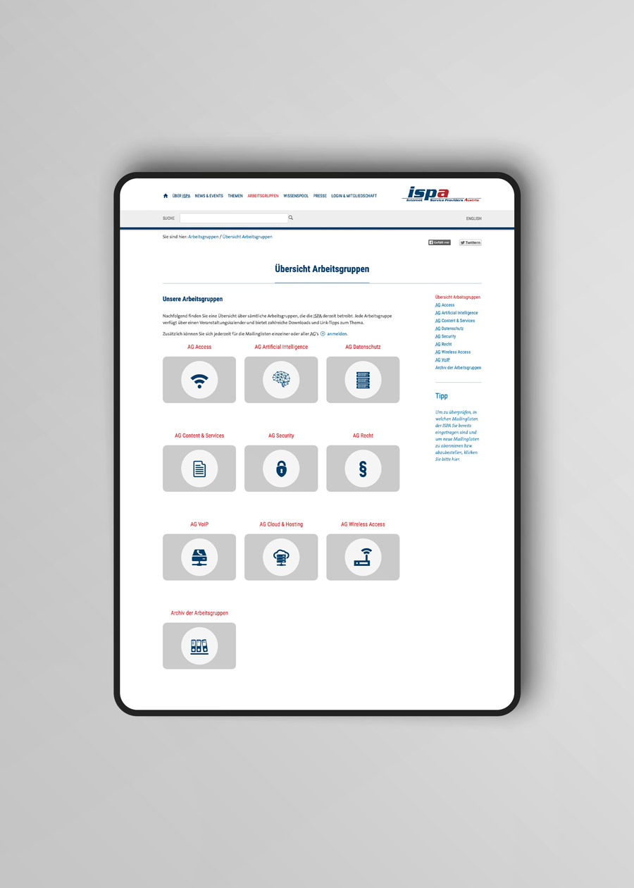 iPad Pro Ansicht Innenseite Arbeitsgruppen ispa.at