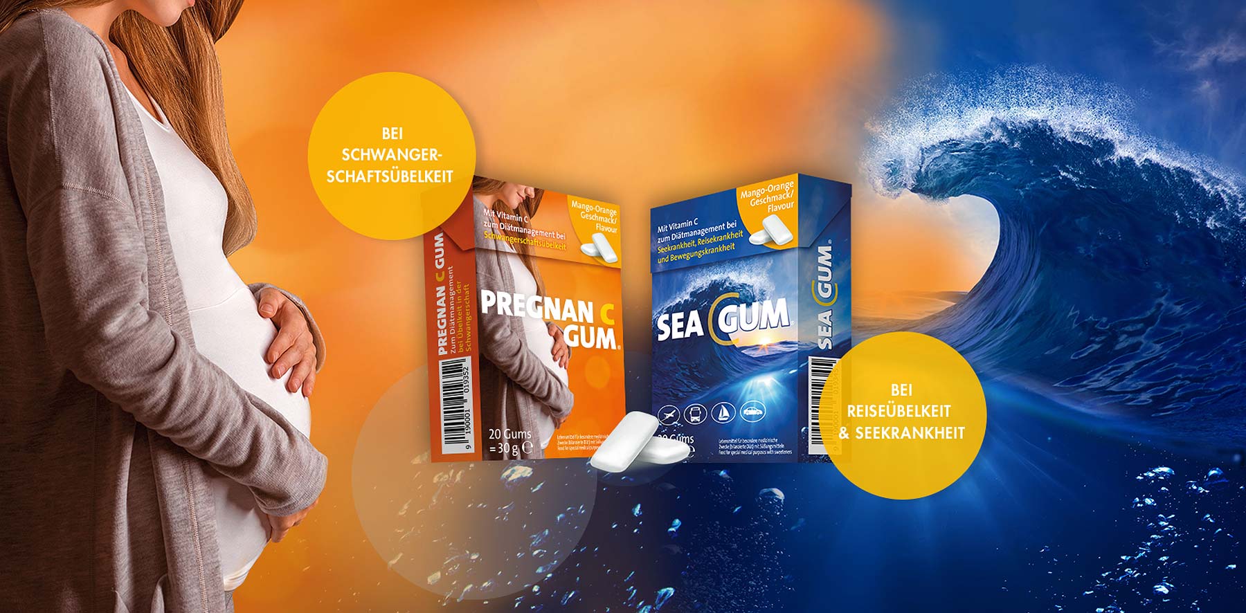Montage Produktabbildungen Pregnan C Gum und Sea gum