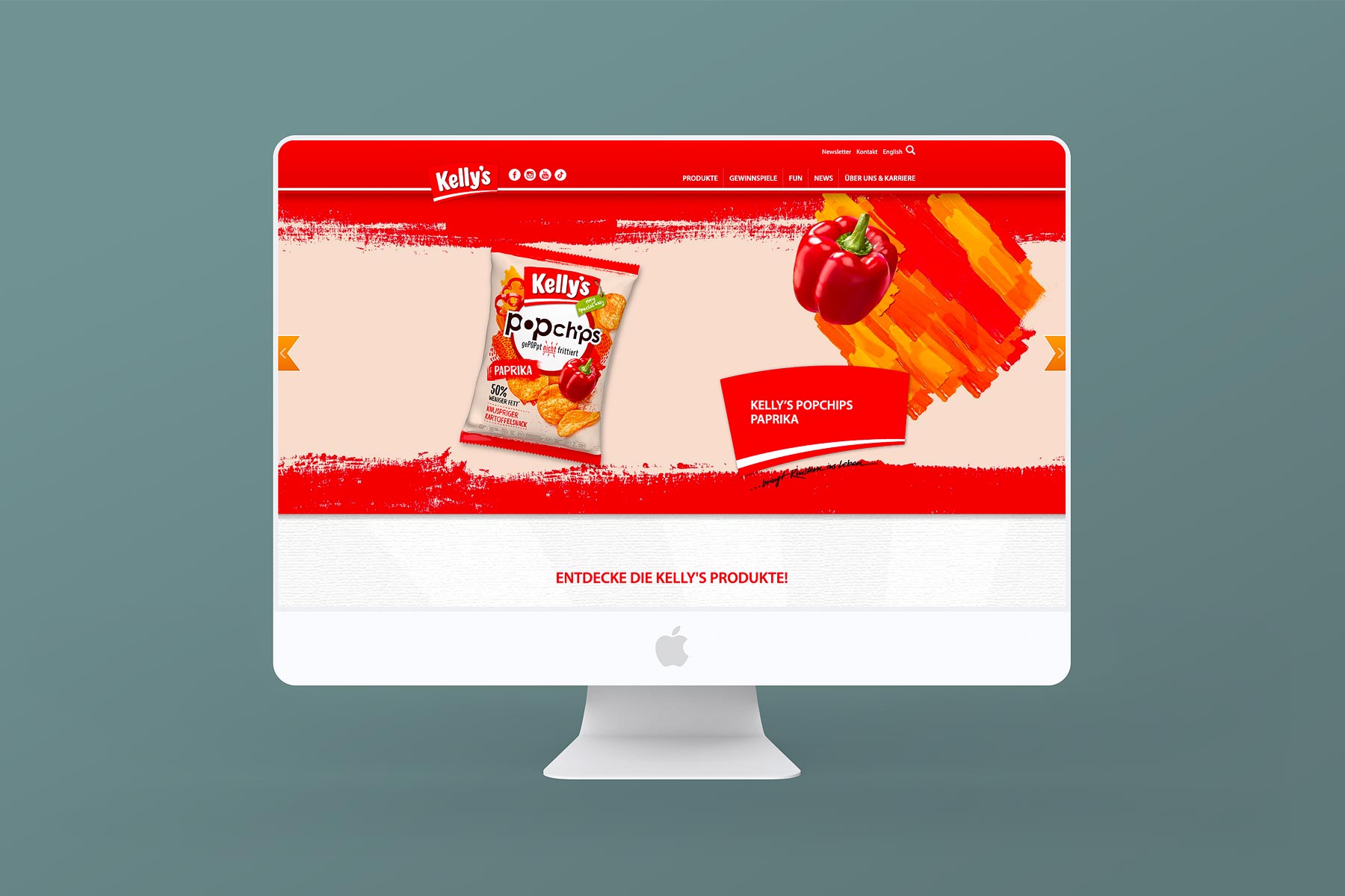 Desktop Ansicht Startseite kellys.at (umgesetzt mit TYPO3)
