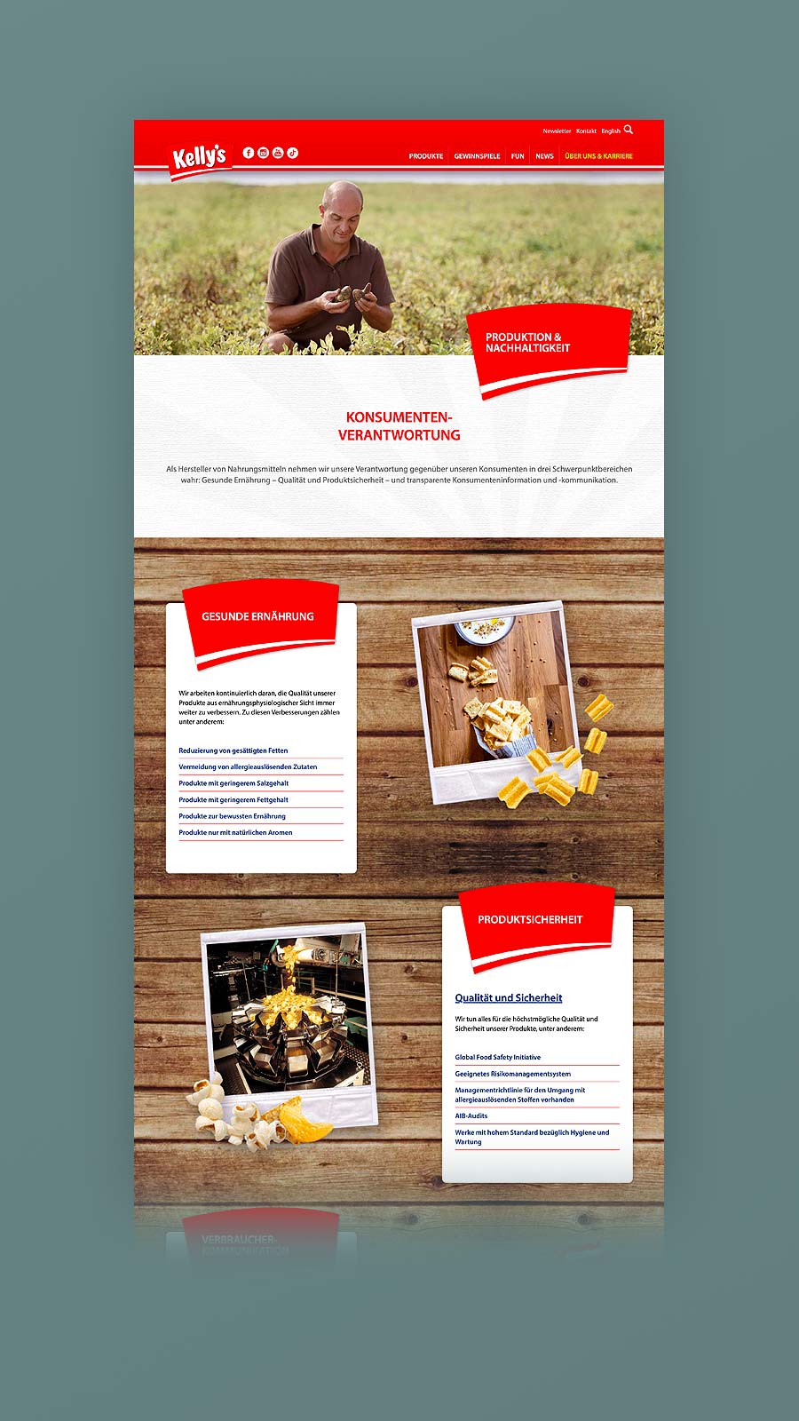 Screenshot Innenseite Produktion & Nachhaltigkeit kellys.at