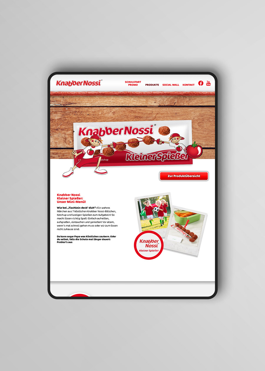iPad Pro Ansicht Produktdetailseite knabbernossi.at bis 2022