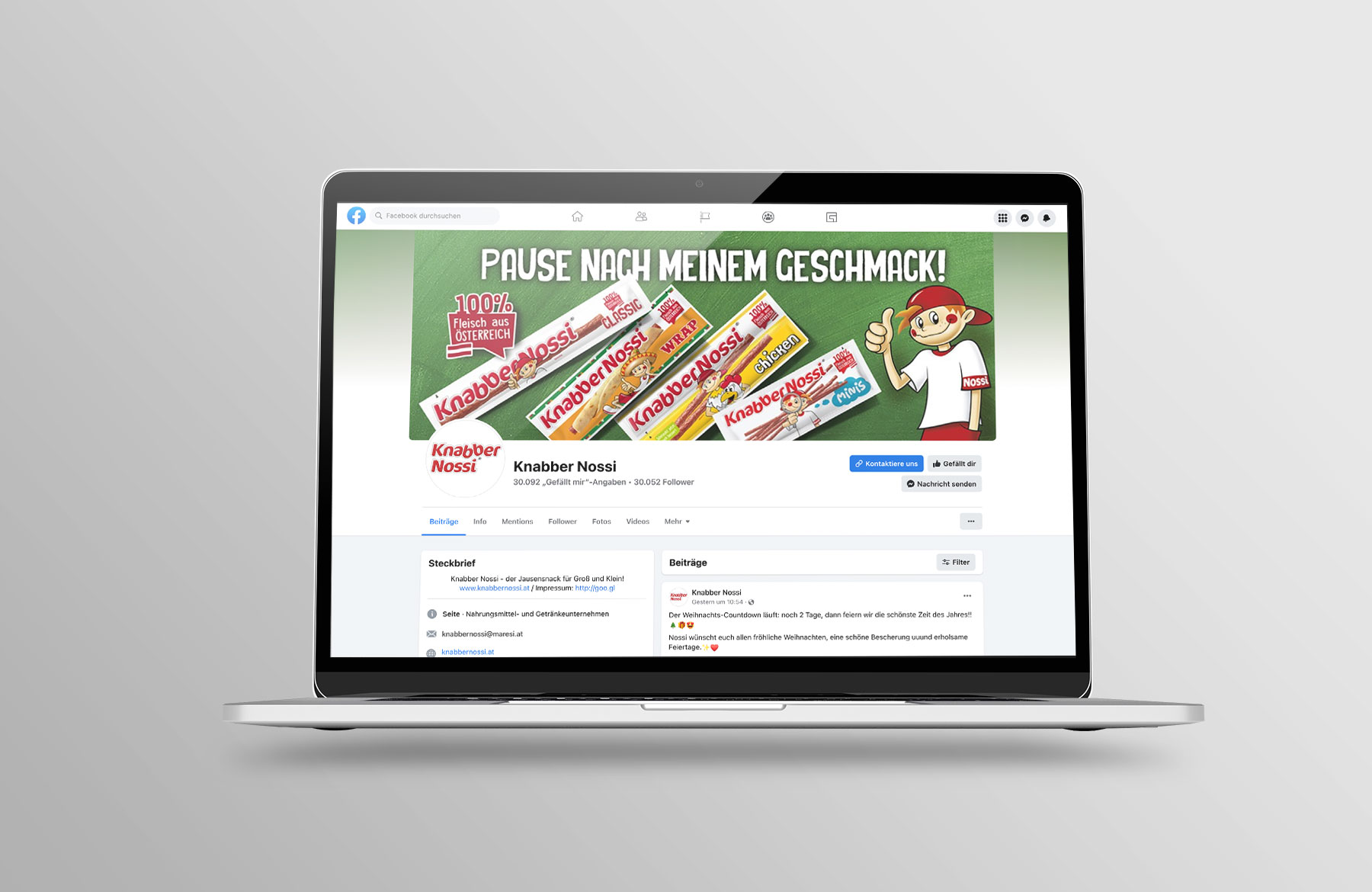 Desktop Ansicht Facebook Fanpage Knabber Nossi