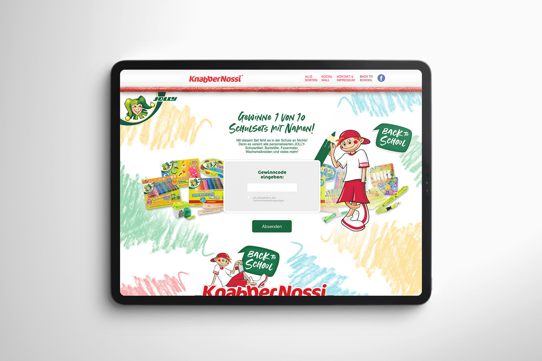 iPad Pro Ansicht Landingpage back to school Codeeingabe (umgesetzt mit TYPO3)