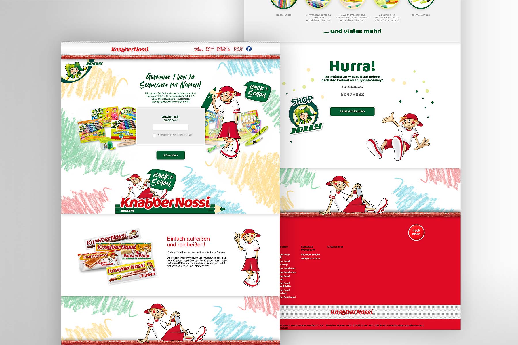 Screenshots Landingpage back to school (umgesetzt mit TYPO3)