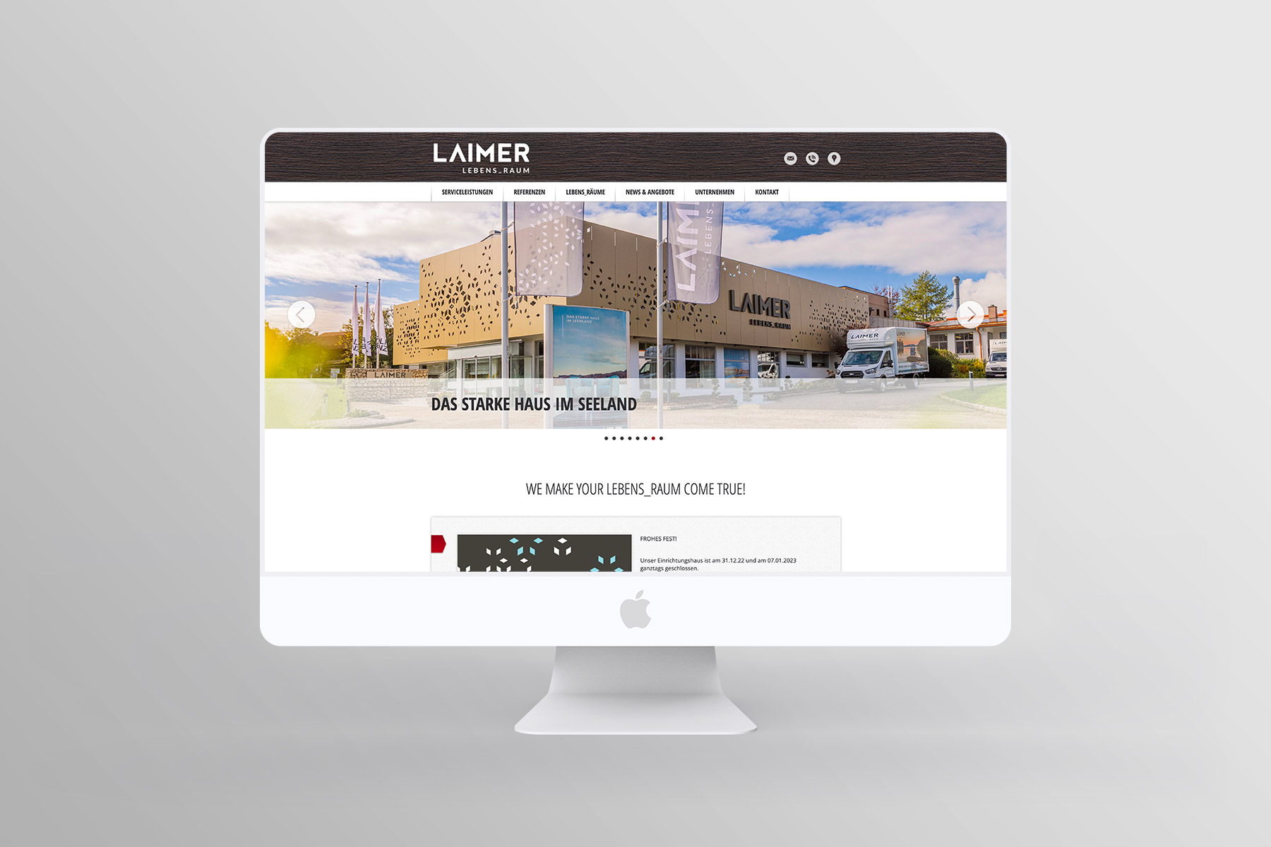 Desktop Ansicht Startseite einrichtungshaus-laimer.at (umgesetzt mit TYPO3)