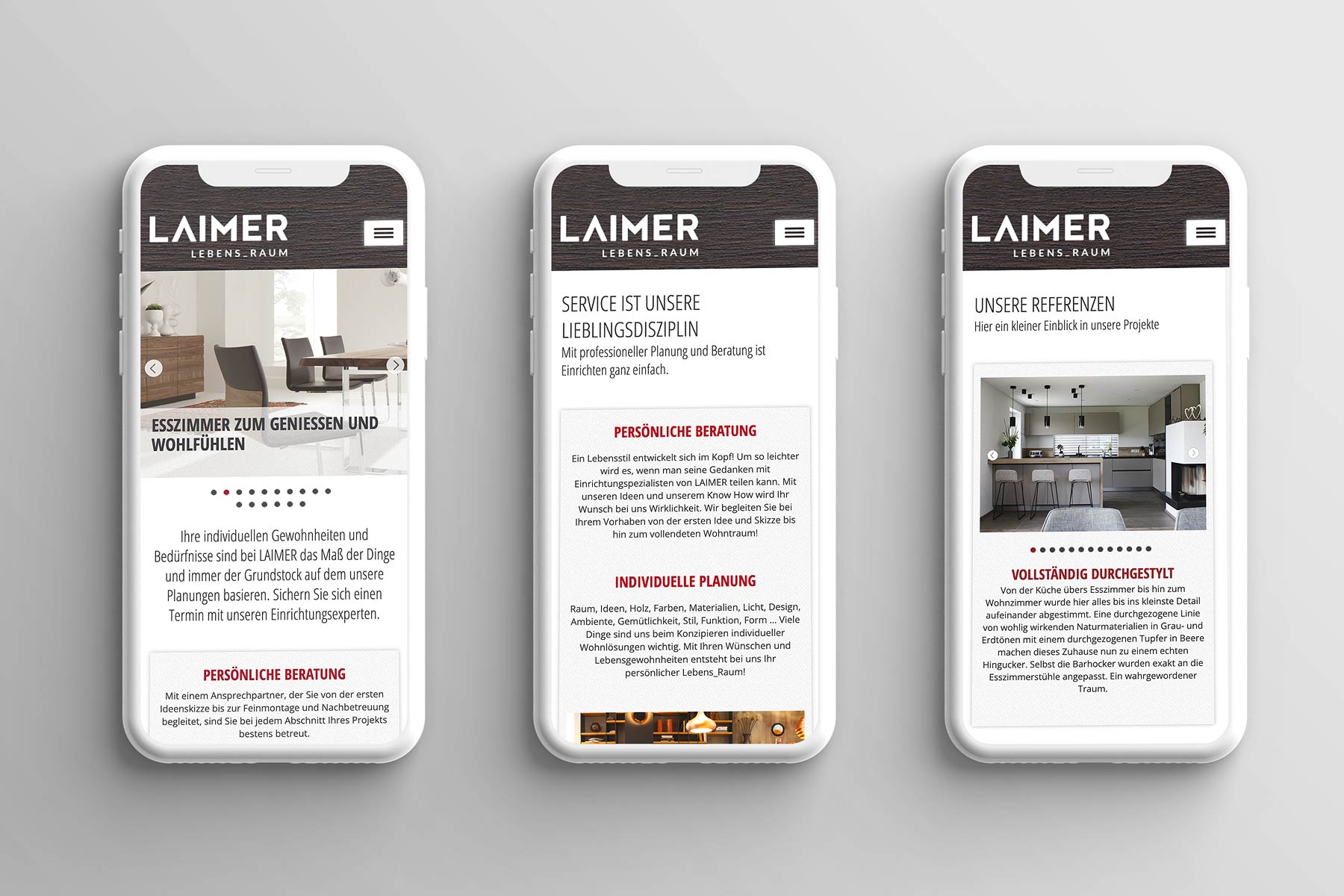Montage Smartphone Ansichten Innenseiten einrichtungshaus-laimer.at