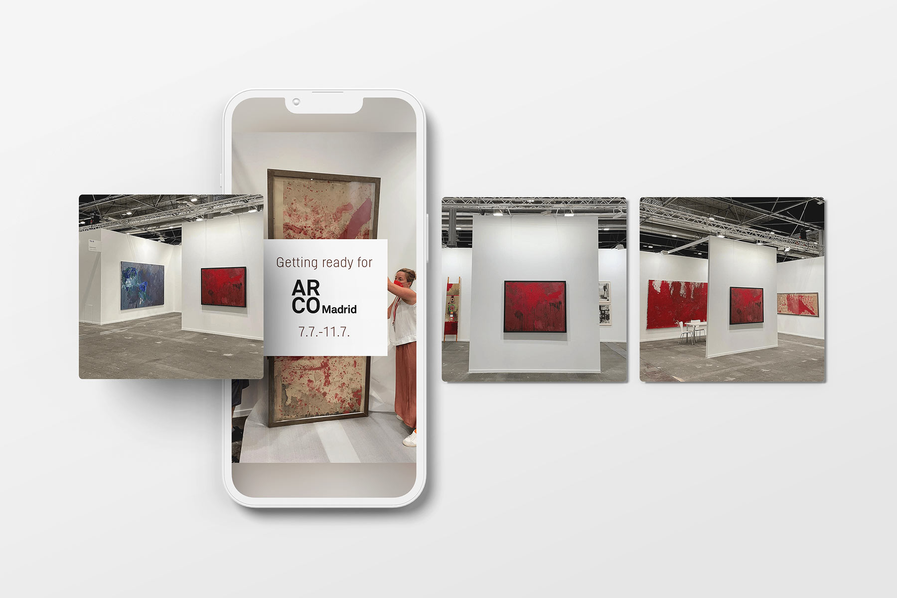 Montage 4 Postings Bilder von Ausstellung ARCO Madrid