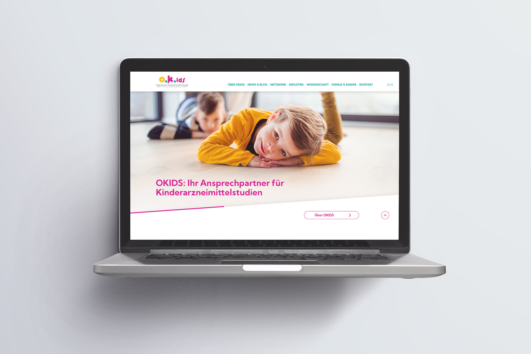 Desktop Ansicht Startseite okids-net.at (umgesetzt mit TYPO3)