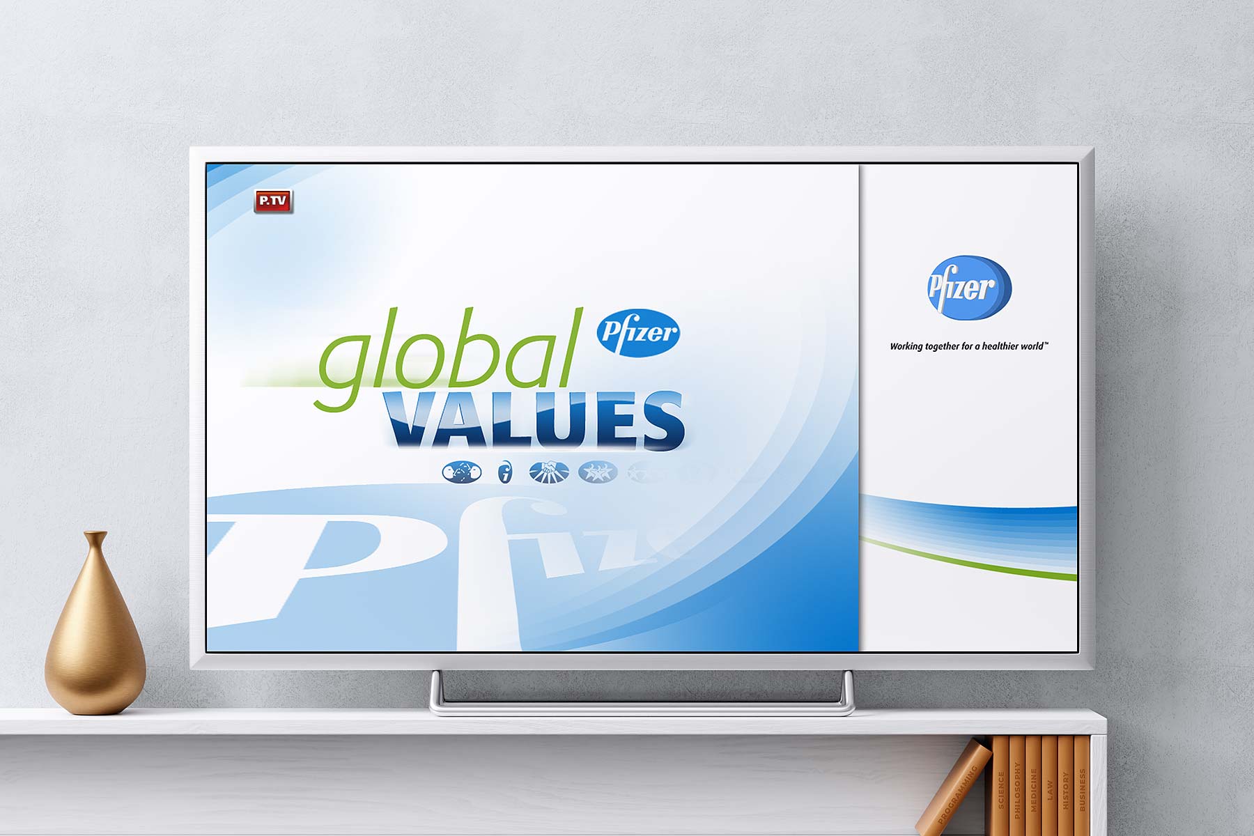 Montage Unternehmenspräsentation Pfizer Austria 2010 global values