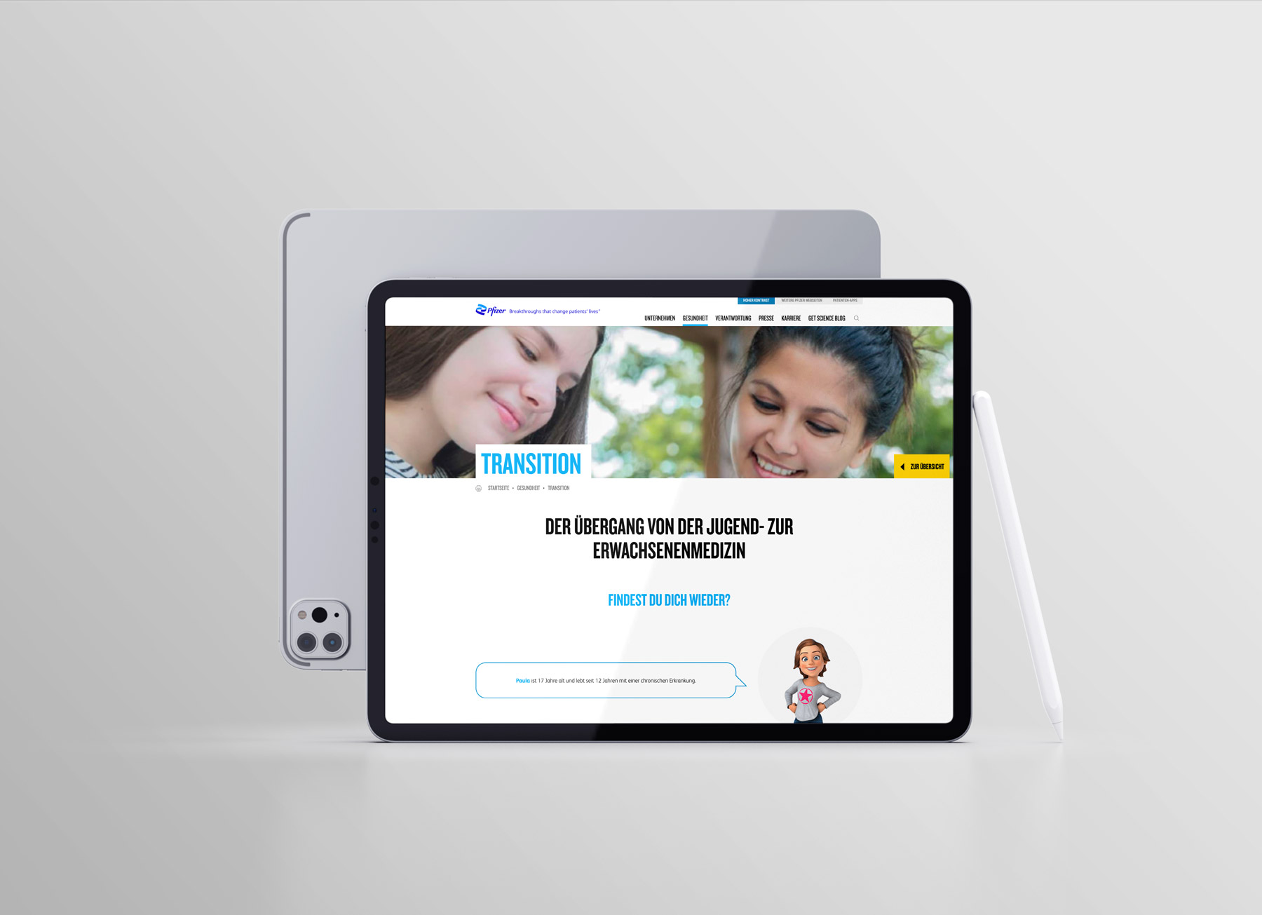 iPad Pro Anzeige Innenseite Transition pfizer.at bis 2022