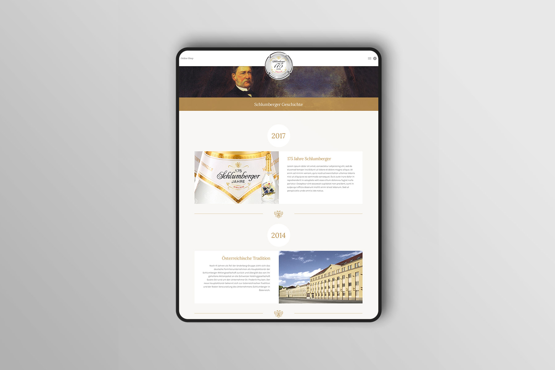 iPad Pro Ansicht Geschichte Schlumberger Jubiläumsslandingpage