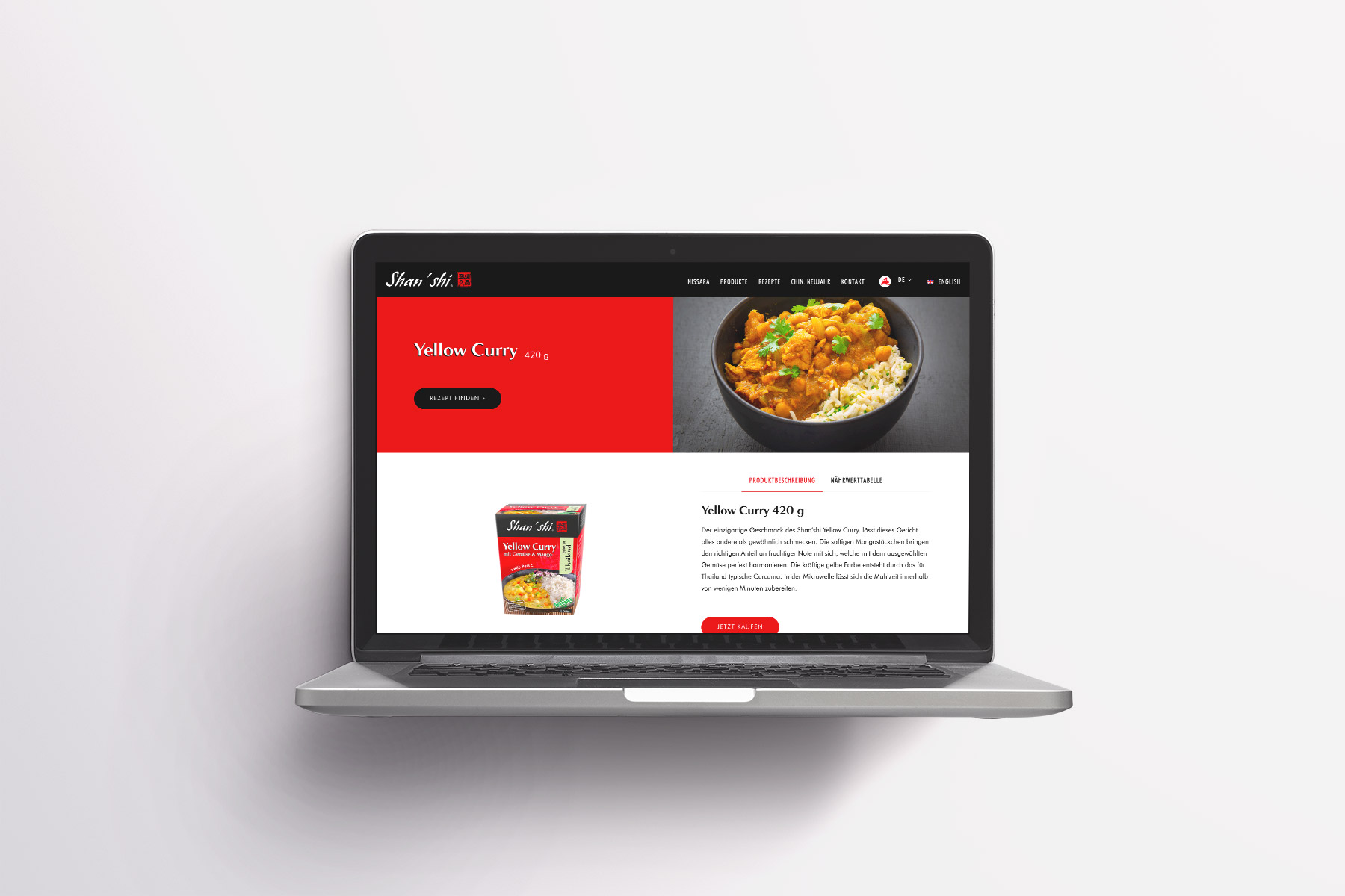 Beispiel Rezeptseite Yellow Curry