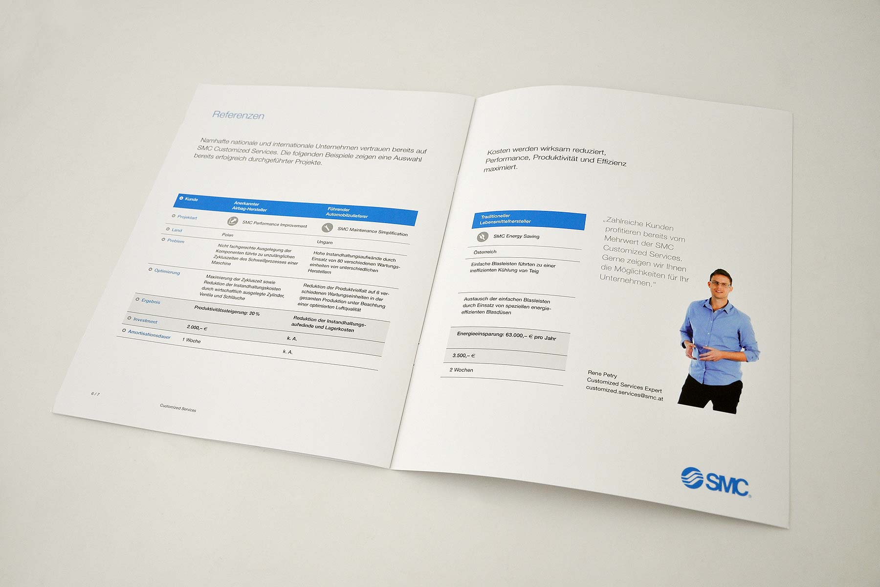 Innenseite Referenzen Verkaufsfolder Customized Services SMC