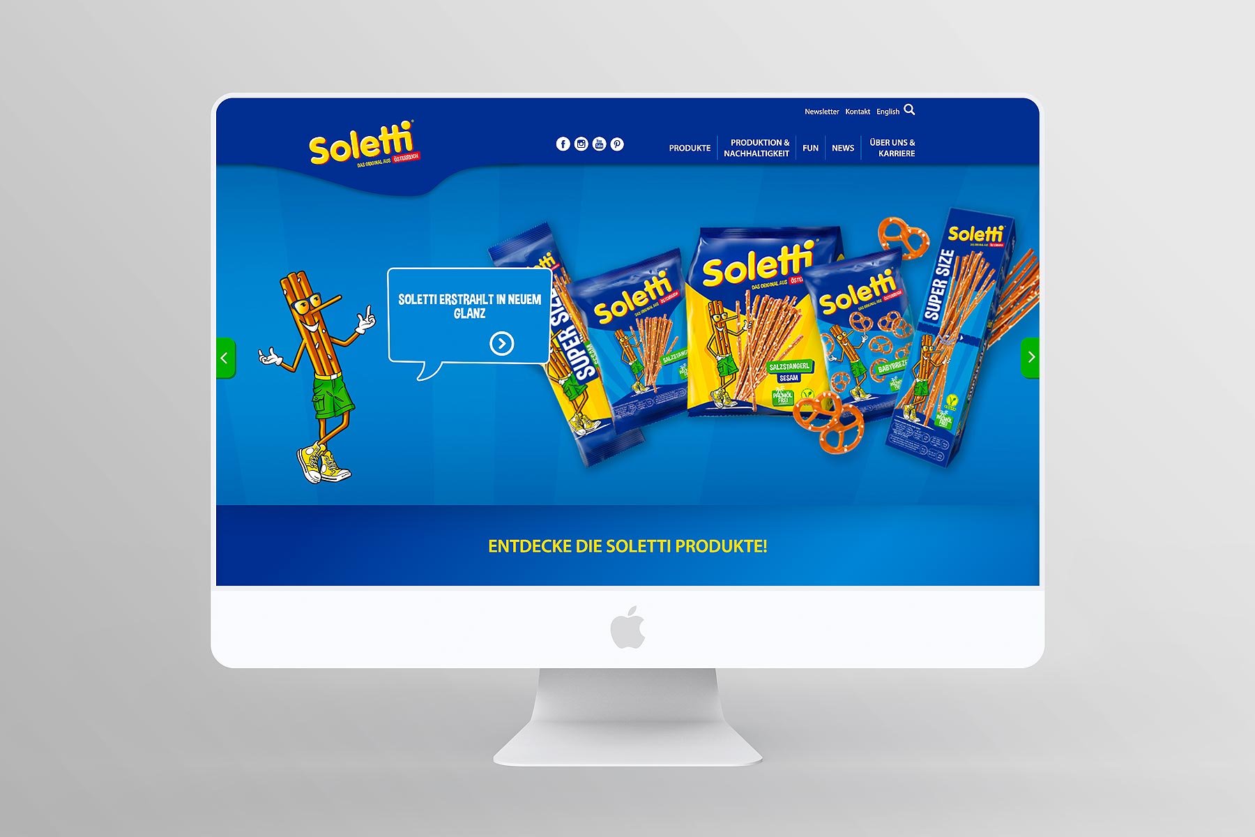 Desktop Ansicht Startseite soletti.at (umgesetzt mit TYPO3)