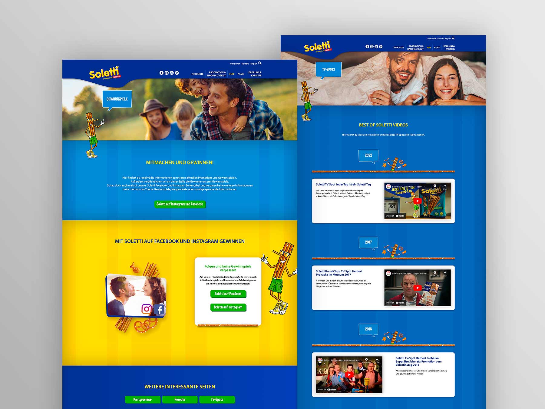 Screenshots der Website soletti.at (umgesetzt mit TYPO3)