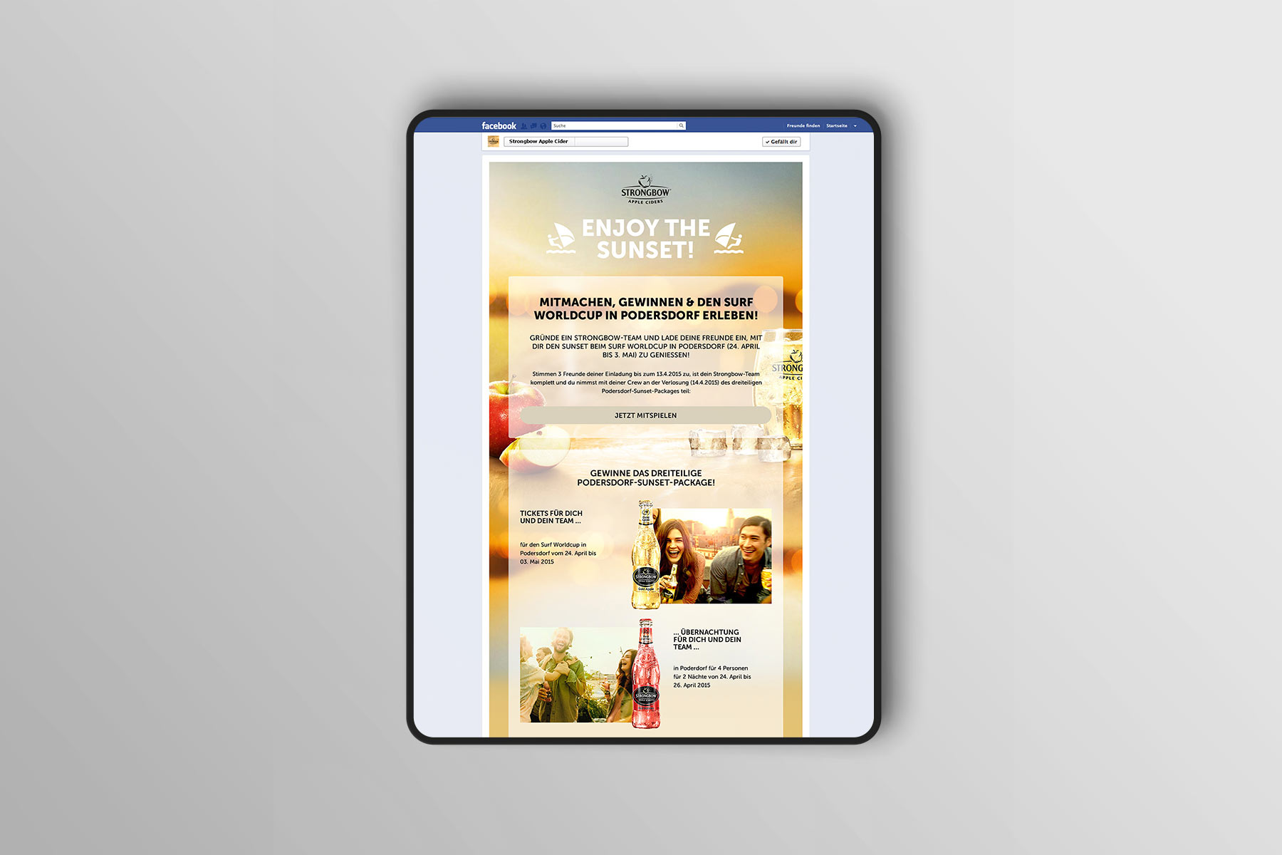 Screenshot Facebook Tab Enjoy the Sunset Strongbow Promotion 2015