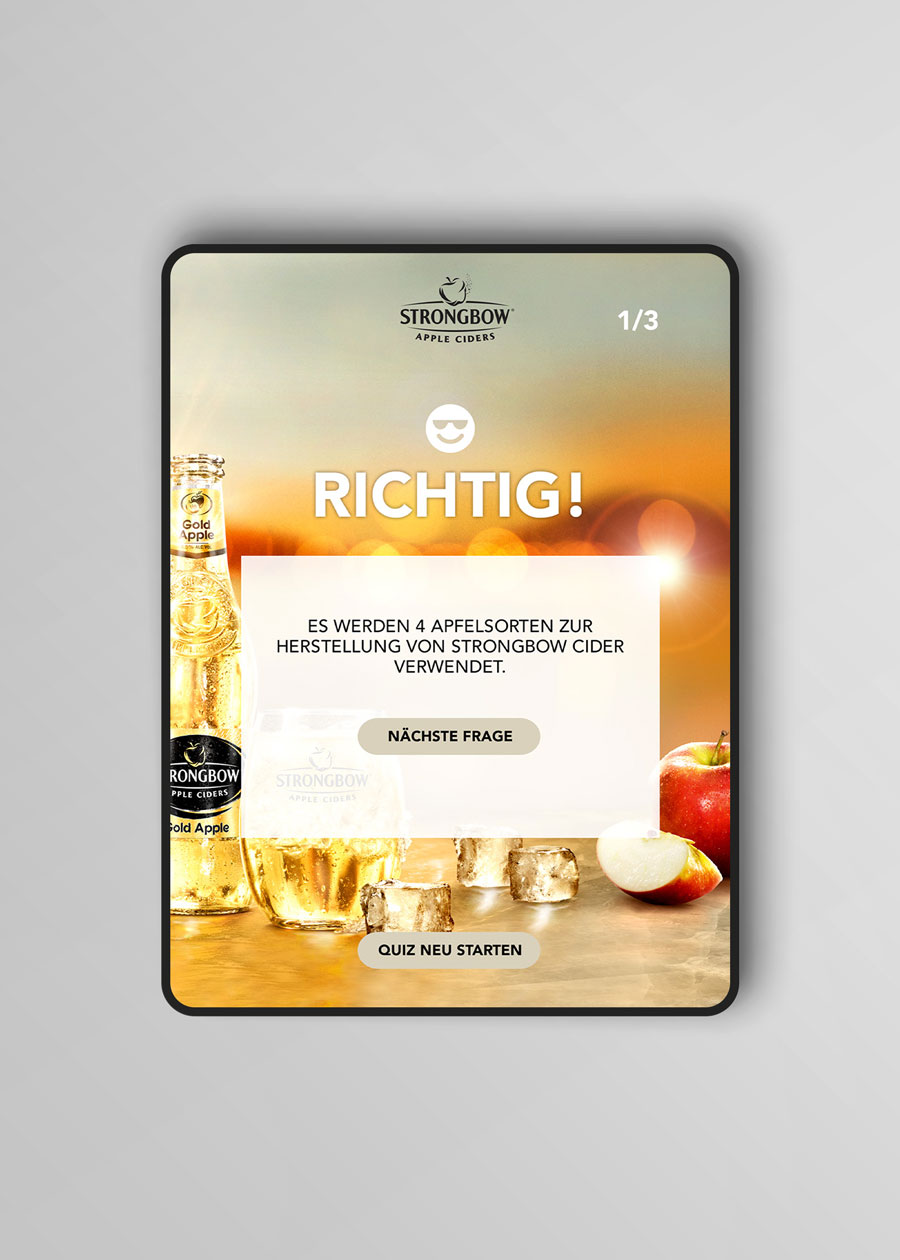 Antwort Frage 1 iPad Quiz Strongbow Promotion2015
