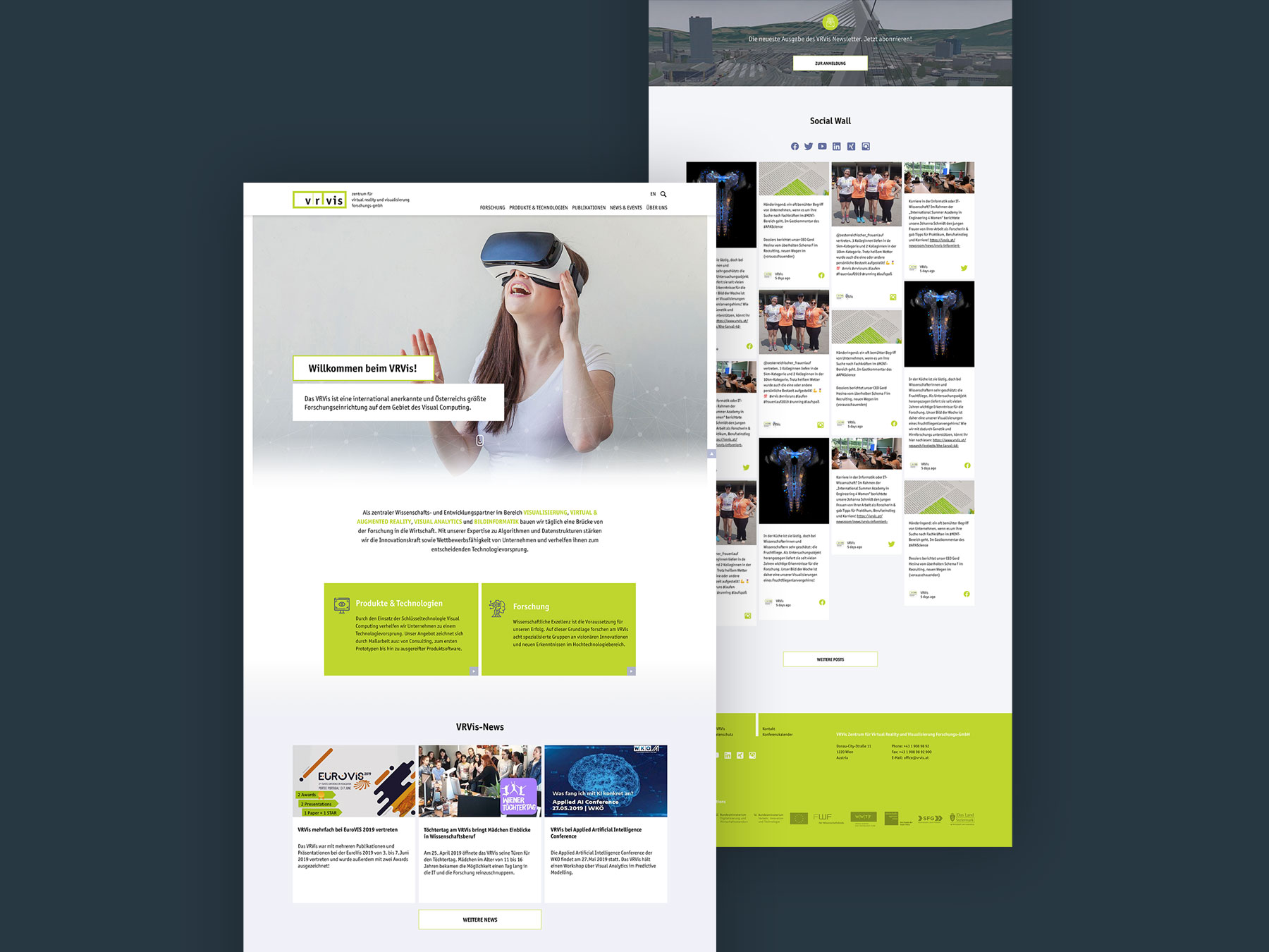Screenshots Startseite  vrvis.at (umgesetzt mit TYPO3)