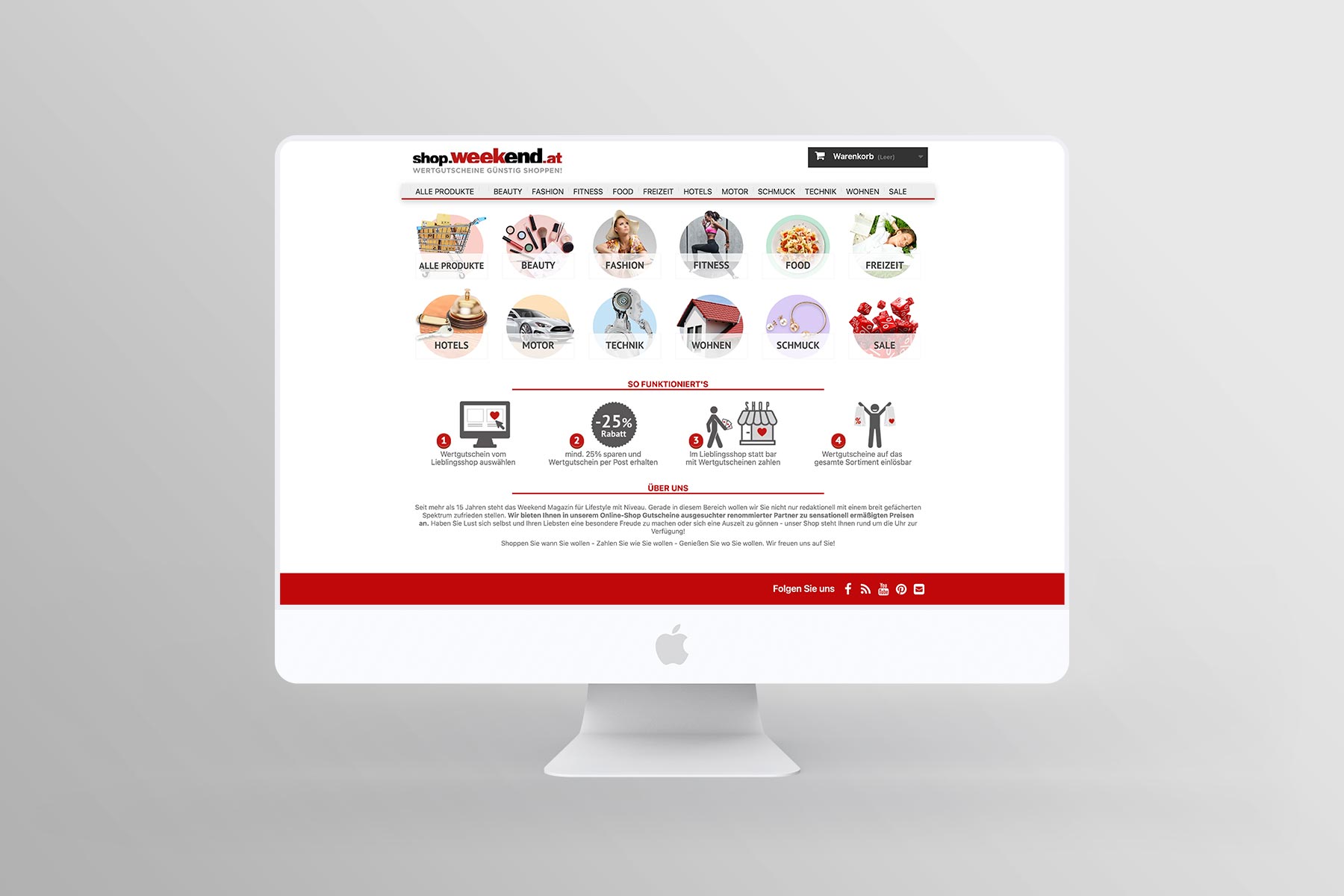Montage Ansicht Startseite Webshop auf iMac