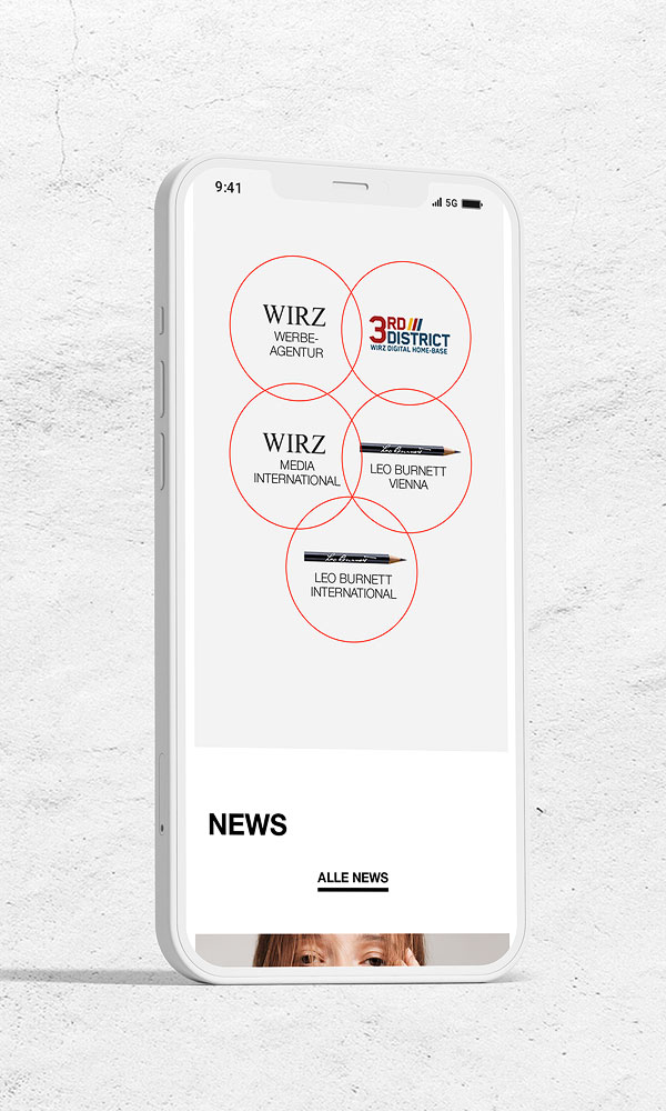 Montage Startseite auf Smartphone Bereich Tätigkeitsfelder