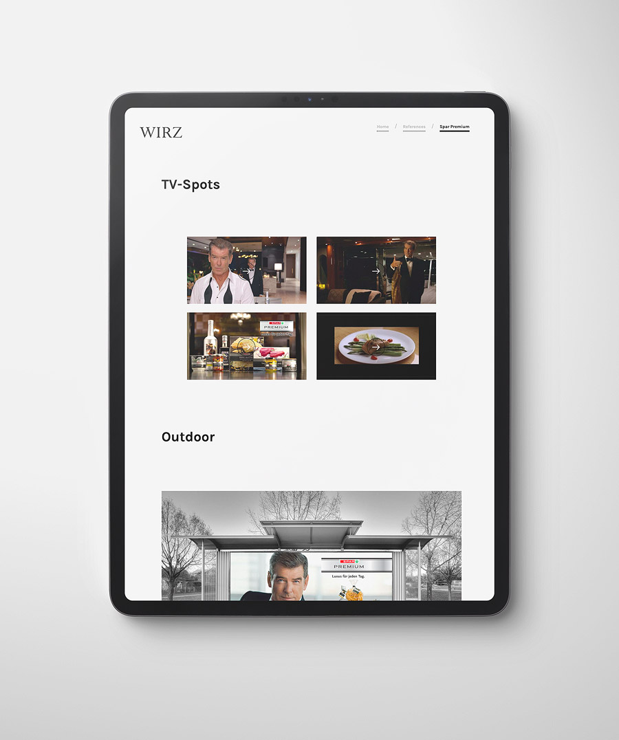 iPad Pro Ansicht Detailseite Kunde Referenzen wirz-werbeagentur.at 2022