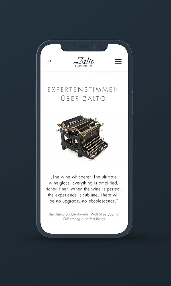 Smartphone Ansicht Innenseite Expertenstimmen Zalto Glas 2022