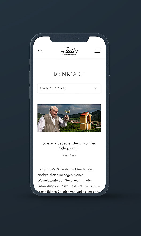 Smartphone Ansicht Innenseite Denkart Zalto Glas 2022