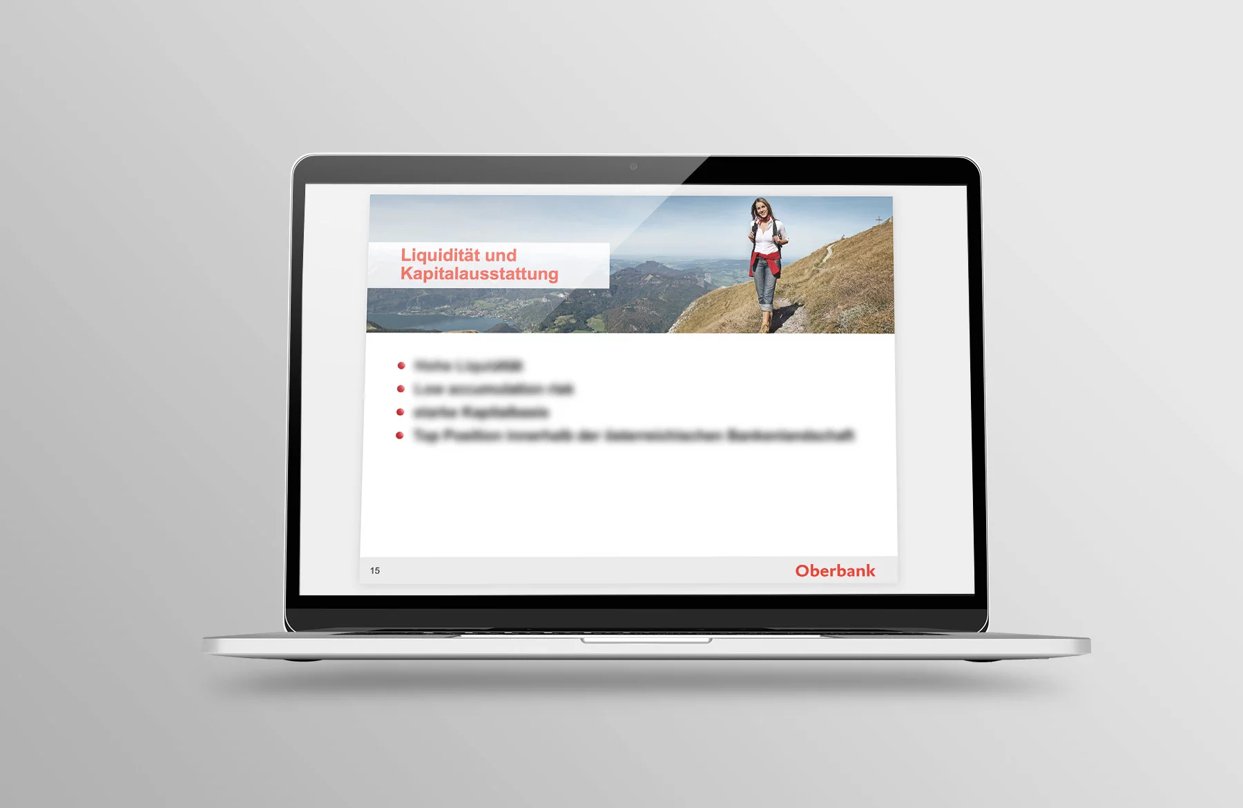 Montage Laptop Folie Standardinhalt Oberbank Präsentation