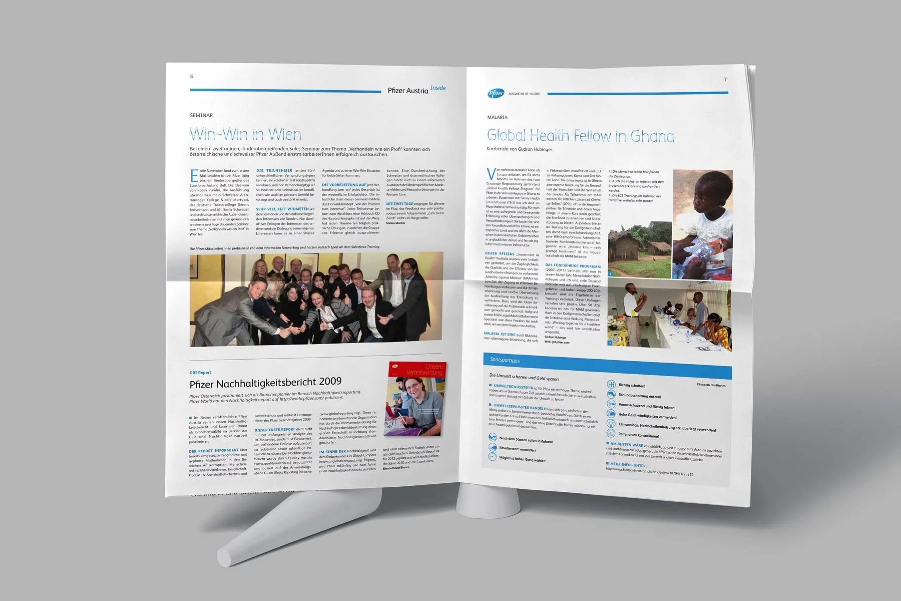 Innenseite Mitarbeitermagazin Pfizer Austria 2011