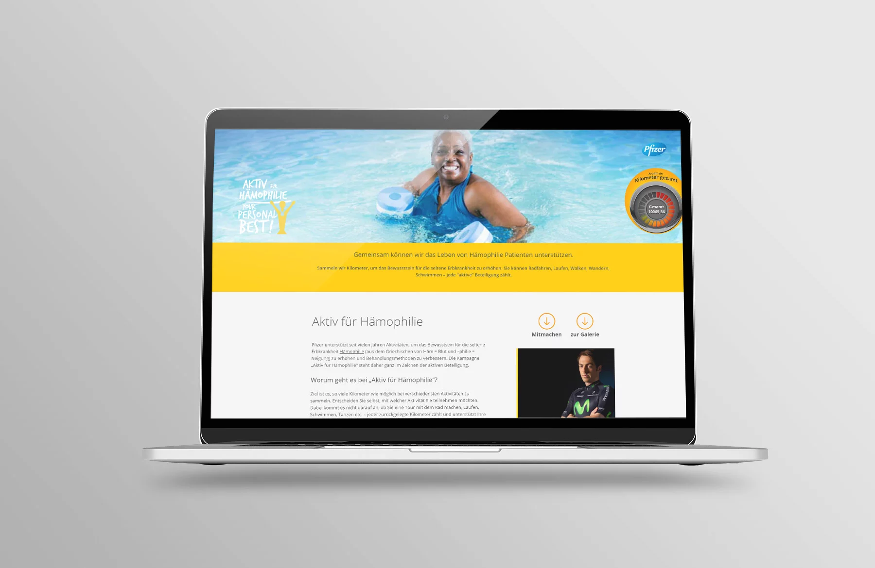 Laptop Ansicht Landingpage Kampagne Aktiv für Hämophile 2017