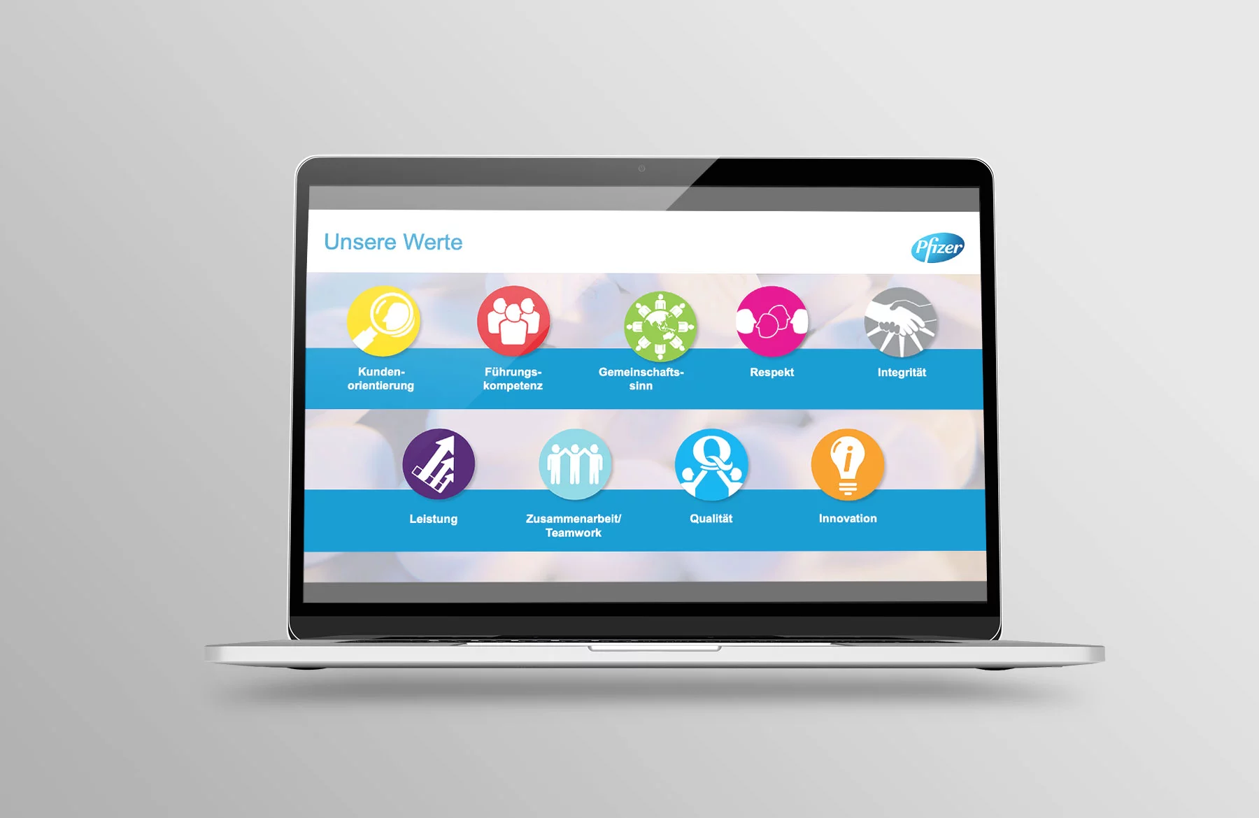 Präsentationsdesign Pfizer 2017 Folie Werte