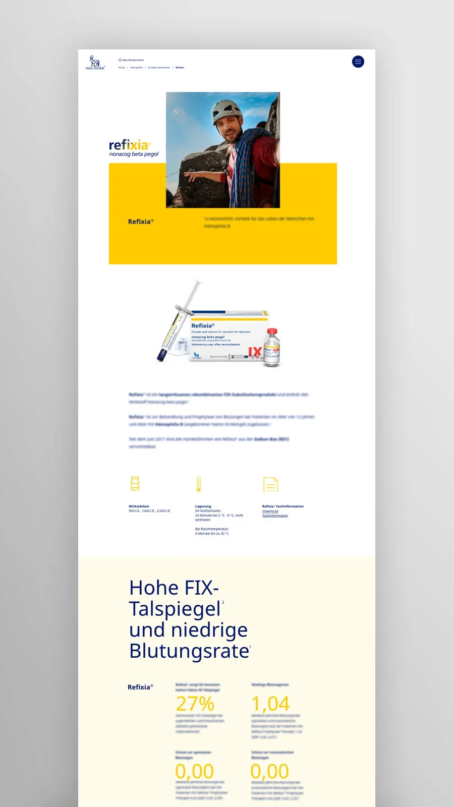 Detailseite refixia Screendesign Novo Nordisk