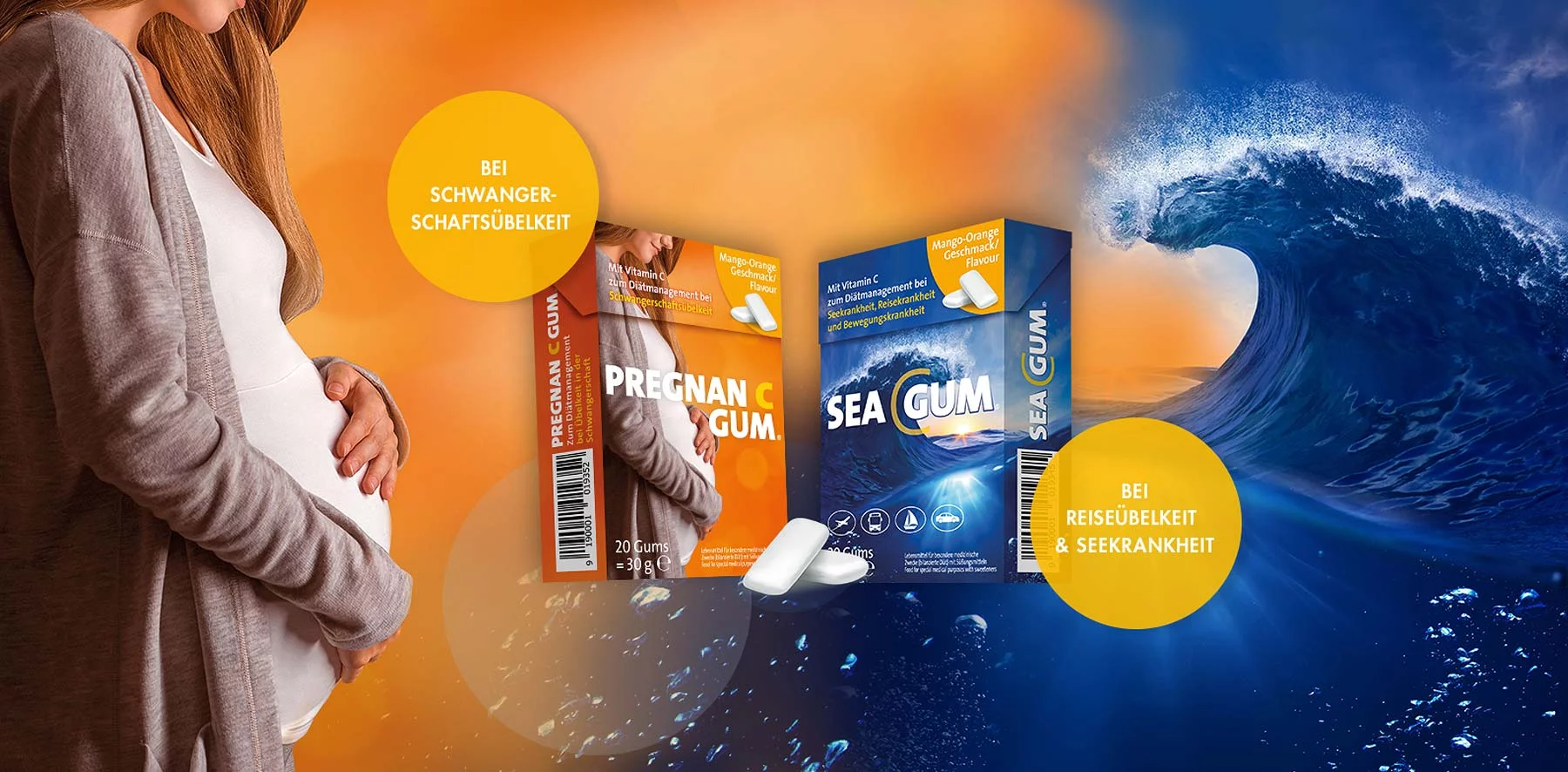 Montage Produktabbildungen Pregnan C Gum und Sea gum