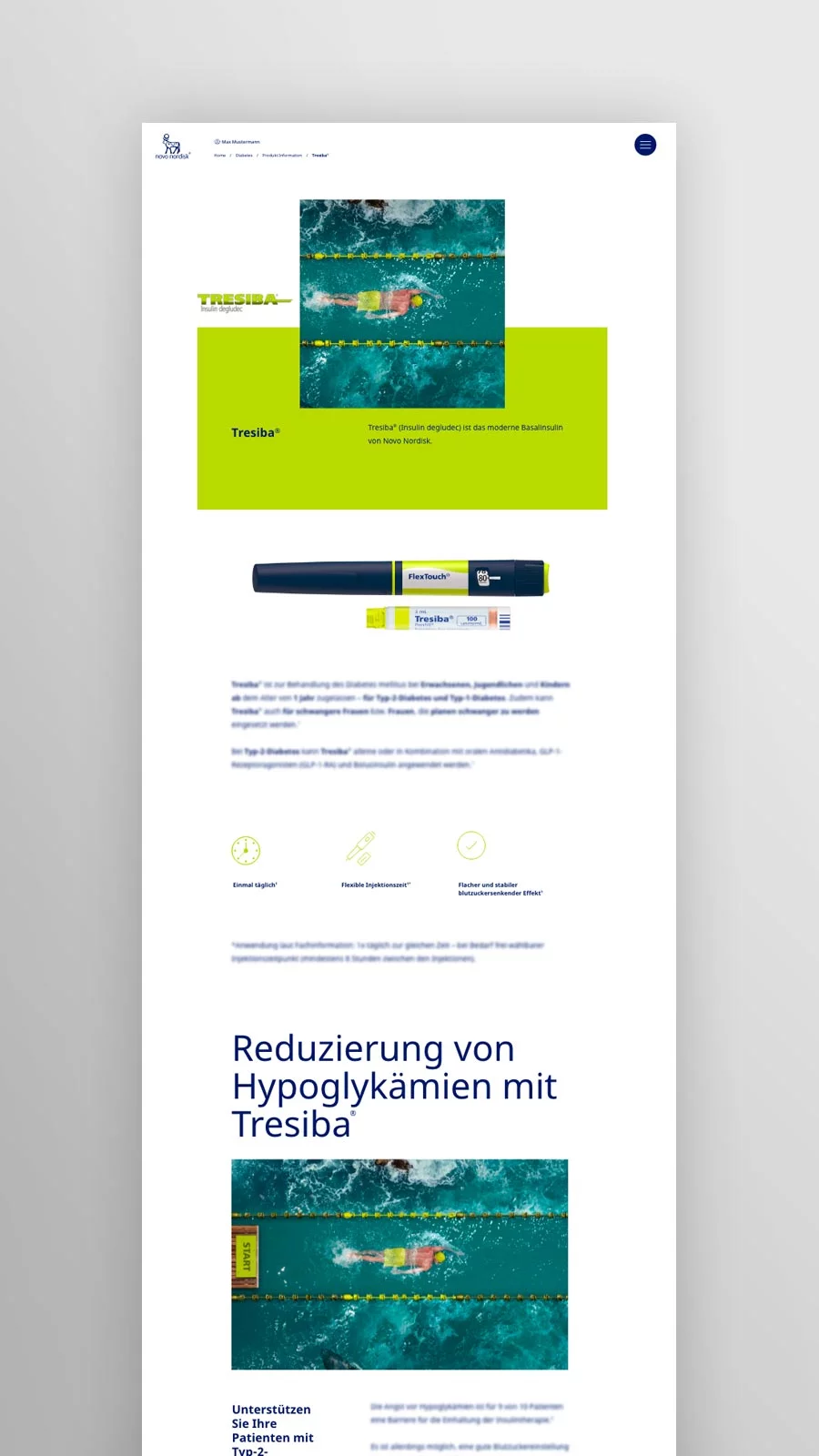 Detailseite Tresiba Screendesign Novo Nordisk