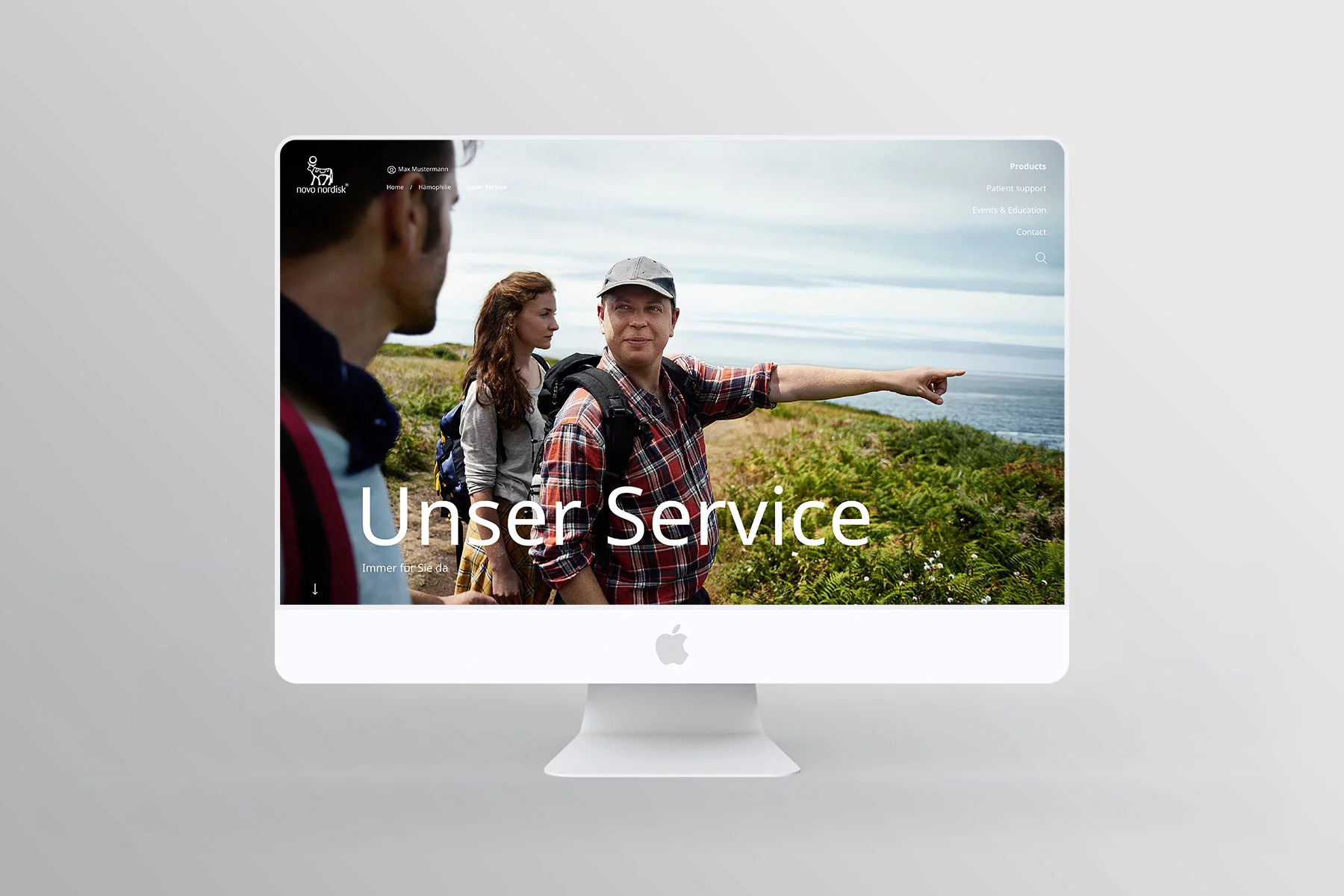 Desktopansicht Unser Service, Headerbereich 