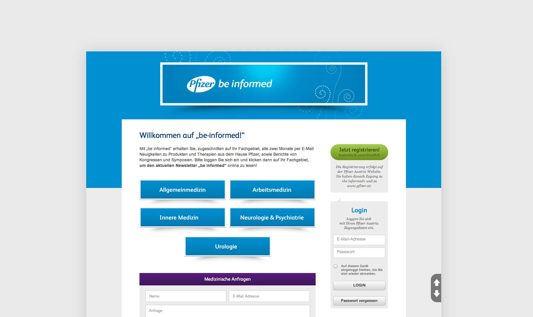 Screenshot Startseite be-informed Teil 1