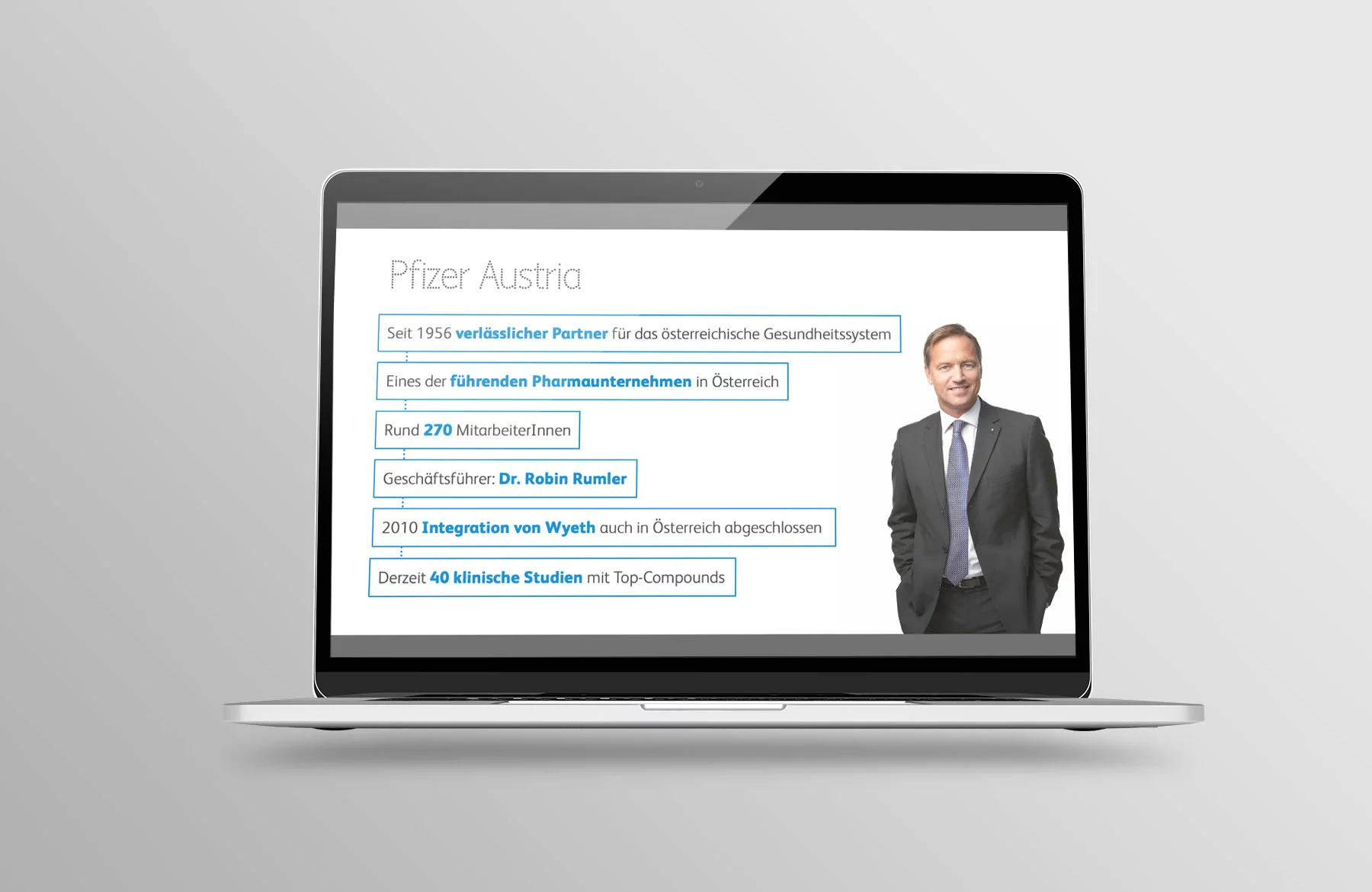 Montage Unternehmenspräsentation Pfizer Austria Folie Fakten
