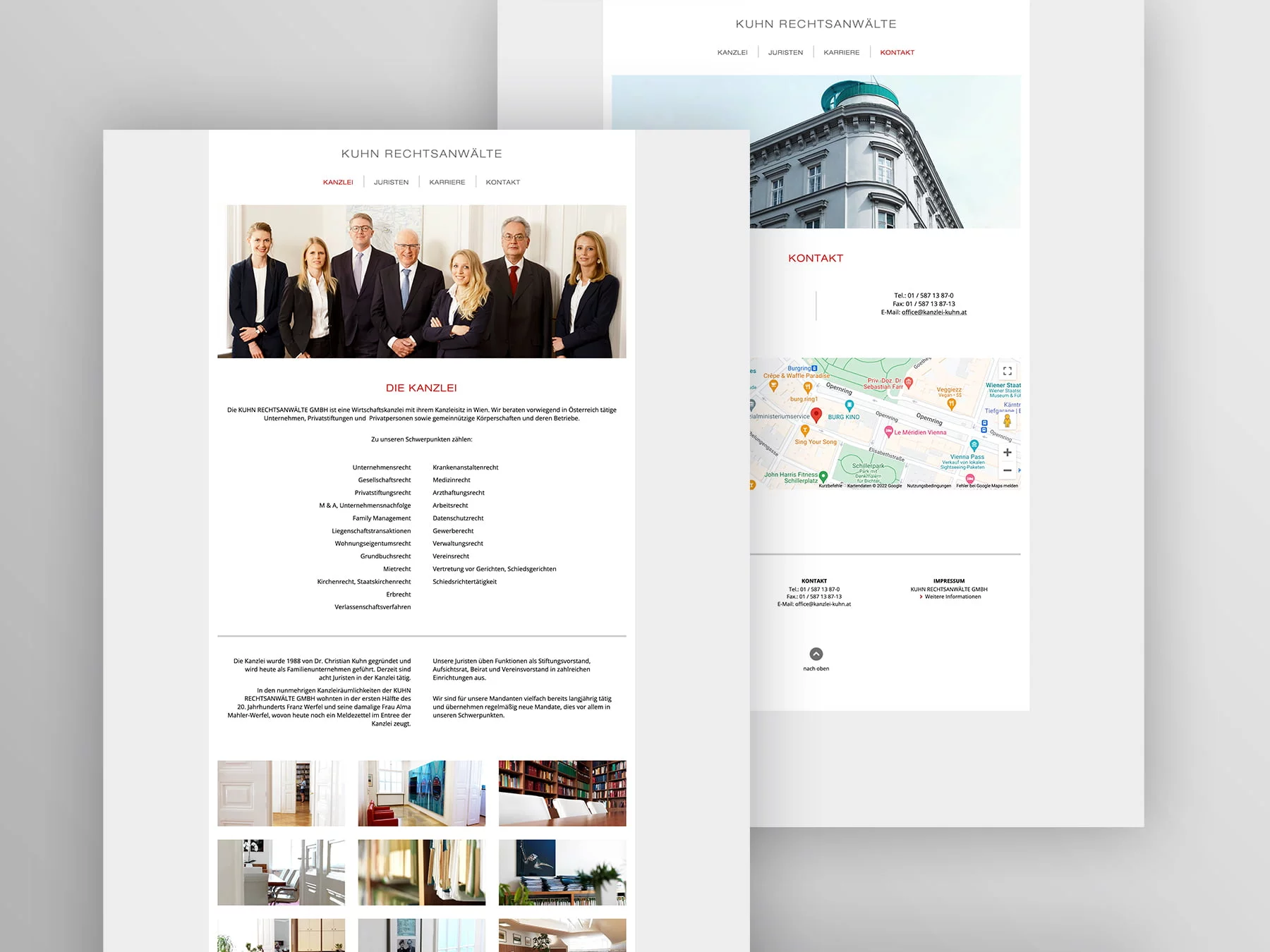 Screenshots Innenseiten kanzlei-kuhn.at (umgesetzt mit TYPO3)