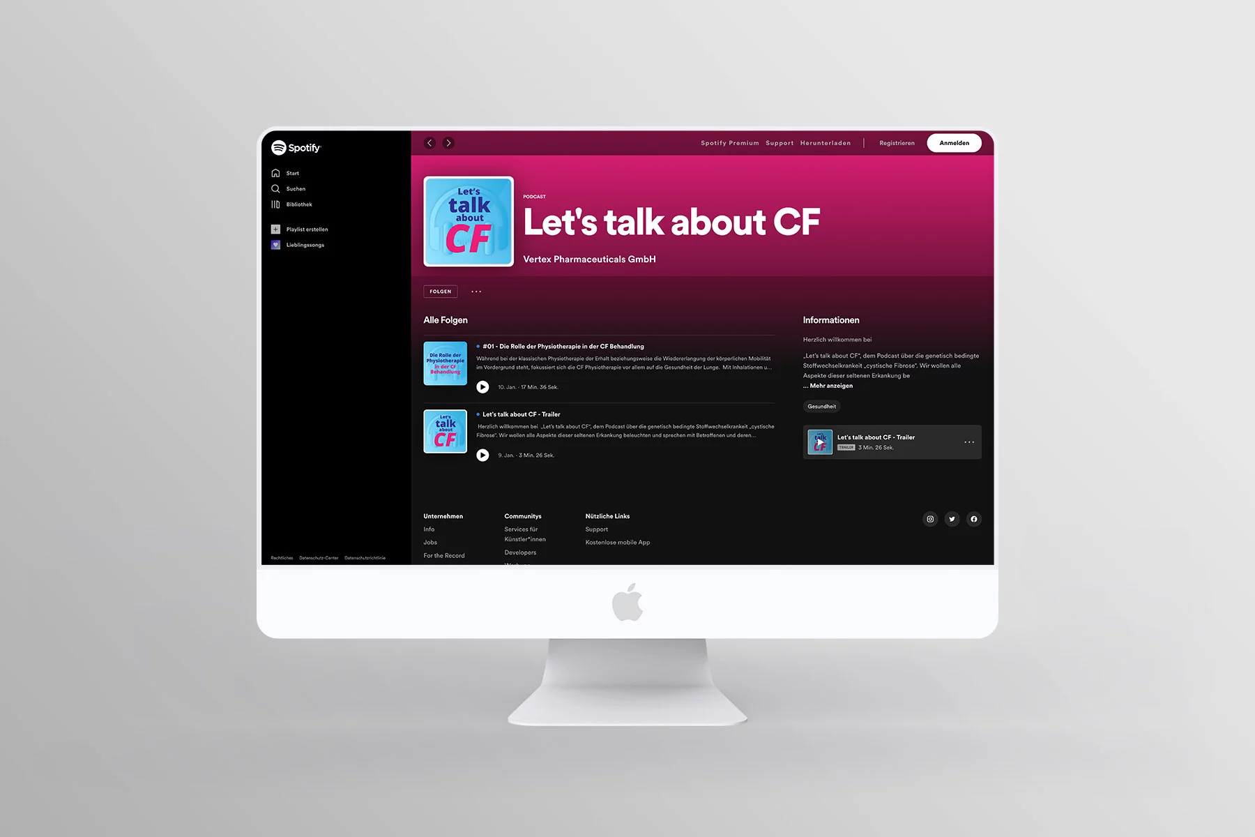 Screenshot Podcast bei Spotify