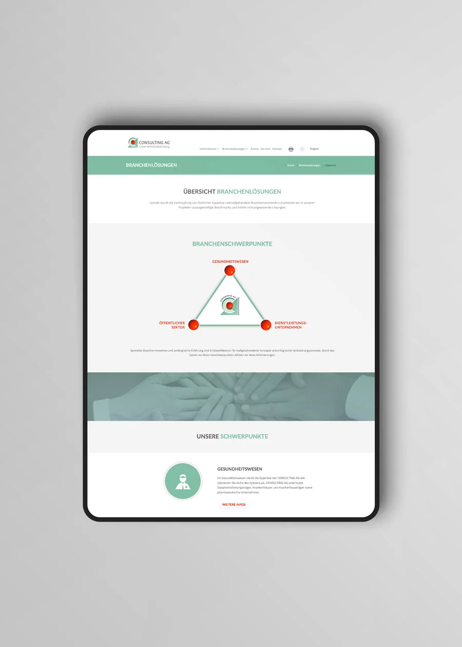 iPad Pro Ansicht der Innenseite Branchenlösungen consulting-ag.com